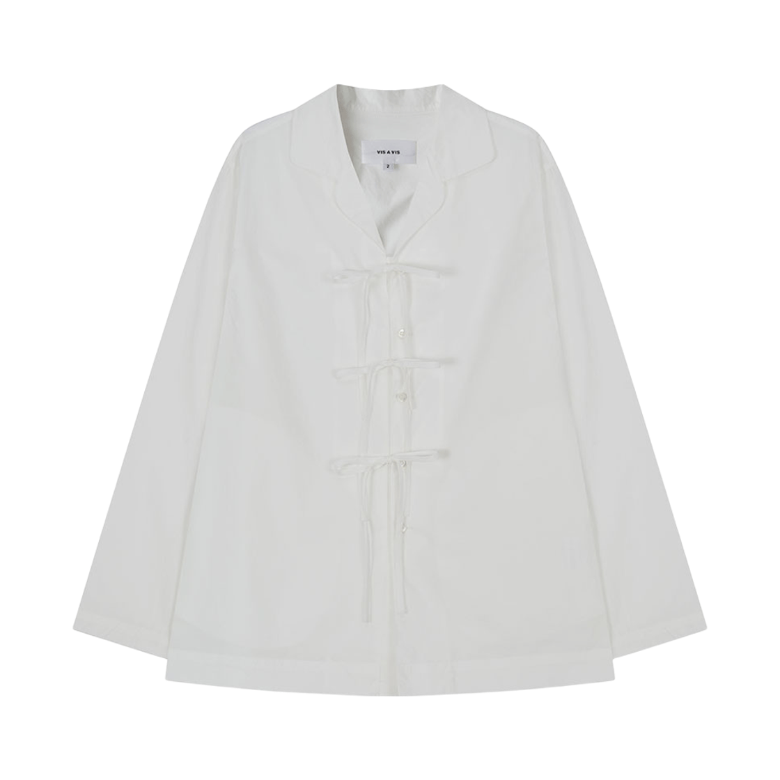 비자비 코튼 타이 프론트 롱슬리브 셔츠 화이트(VIS A VIS Cotton Tie-Front Ls Shirt White)