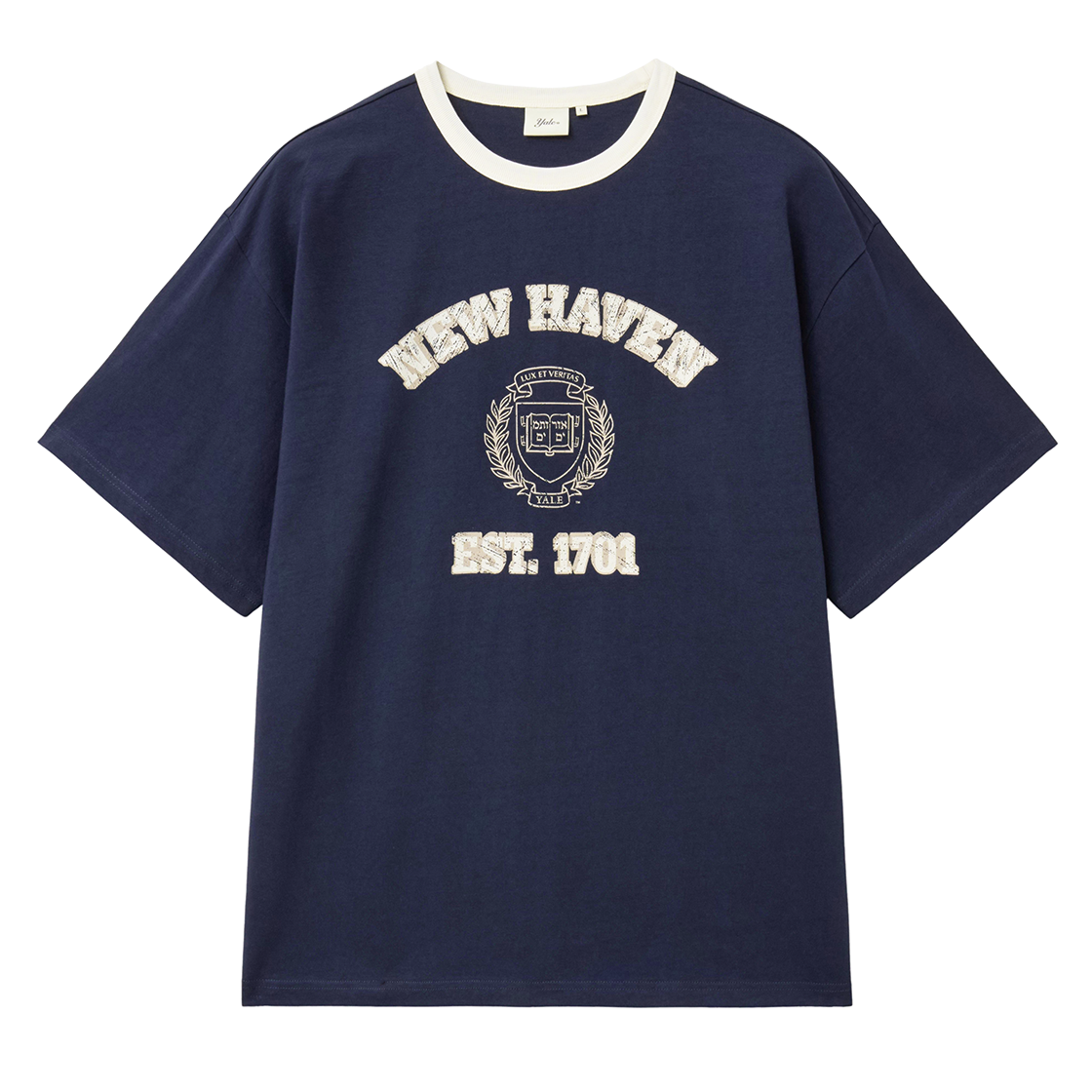 예일 뉴 헤이븐 그래픽 링거 티셔츠_네이비(Yale New Haven Graphic Ringer T-Shirt_Navy)