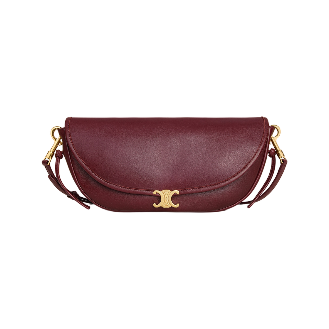 L10373778-28PO Celine Little Halfmoon Soft Triomphe in Supple Shiny Lambskin Syrah