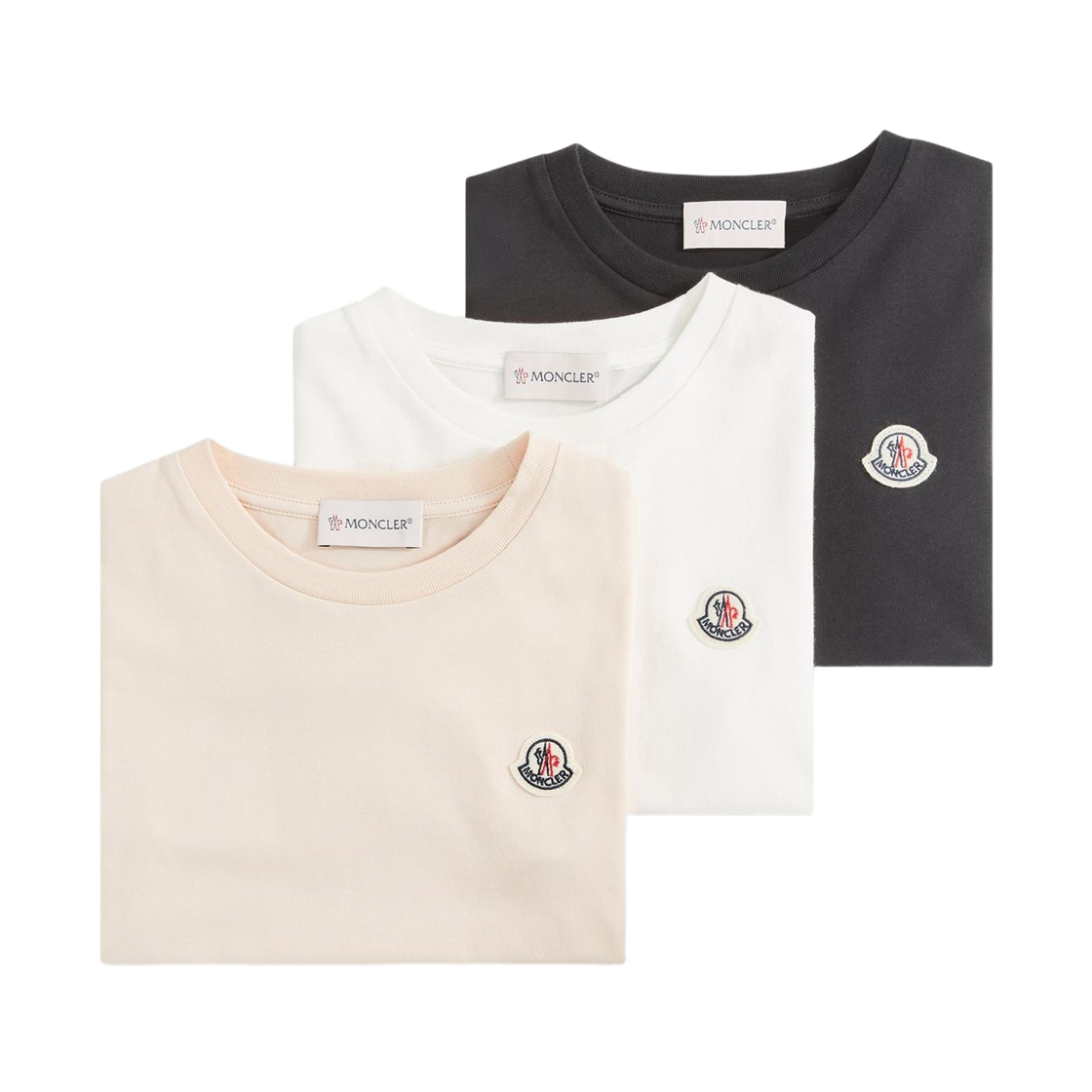 (키즈) 몽클레르 로고 패치 코튼 티셔츠 화이트 핑크 (3개입) - 26SS((Kids) Moncler Logo Patch Cotton T-Shirt White Pink (3 Pack) - 26SS) - 1