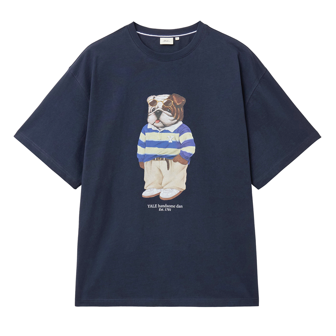 예일 핸섬 댄 스트라이프 룩 티셔츠_네이비(Yale Handsome Dan Stripe Look T-Shirt_Navy)