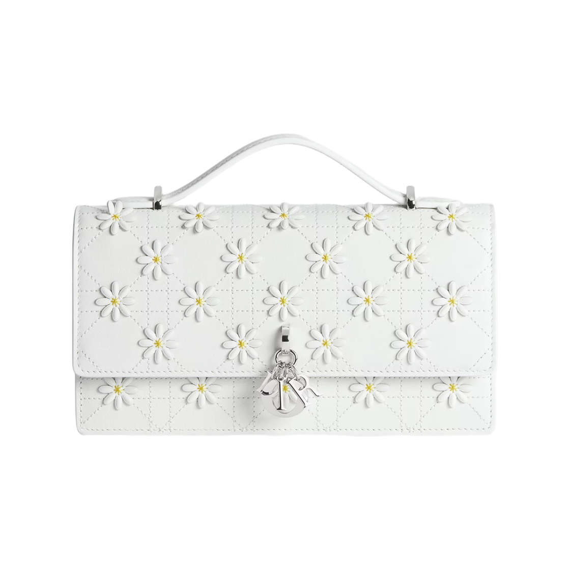S0986PUKK-M010 Dior My Dior Bag Mini Dior Daisy Embroidery Cannage Lambskin White