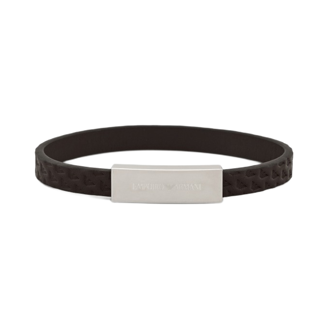 EGS3251040 Emporio Armani Leather ID Bracelet Brown Silver