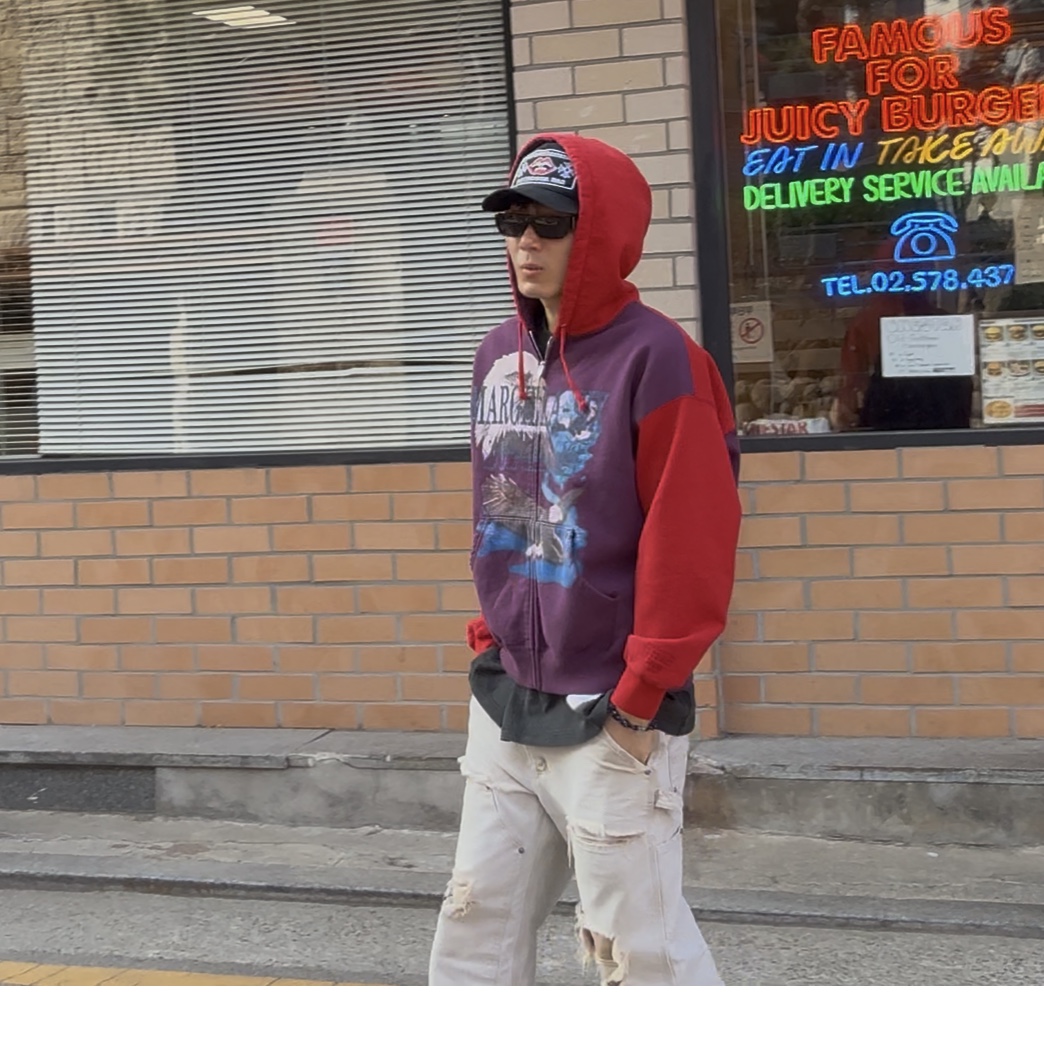 Supreme x MM6 Maison Margiela Eagle Zip Up Hooded Sweatshirt Purple - 26SS 착용 스타일 - 2