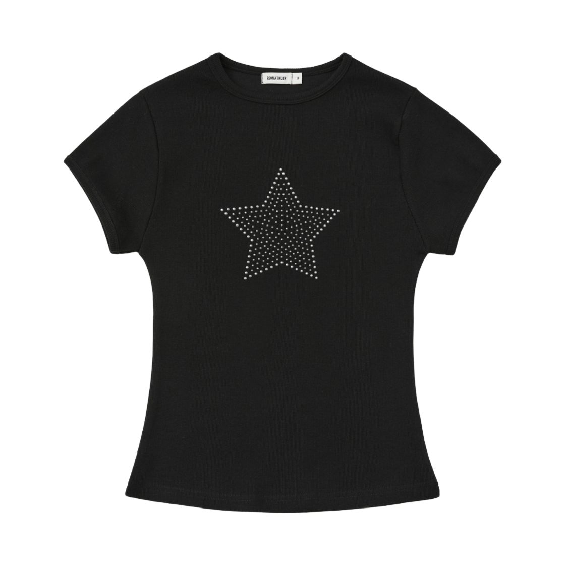 R26SSCHP002 ROMANTINUER Twinkle One-Star Hotfix T-Shirt Black