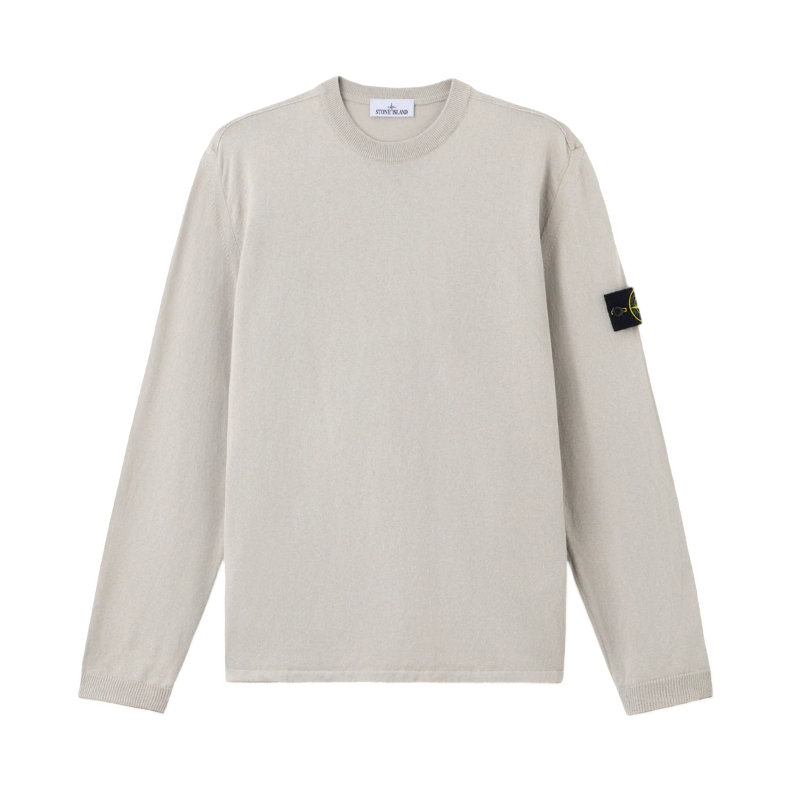 L1S1551000-62S00B9-V0061 Stone Island 5100062 Light Raw Hand Organic Cotton Regular-Fit Crewneck Jumper with Rolled Edges Pearl Grey - 26SS