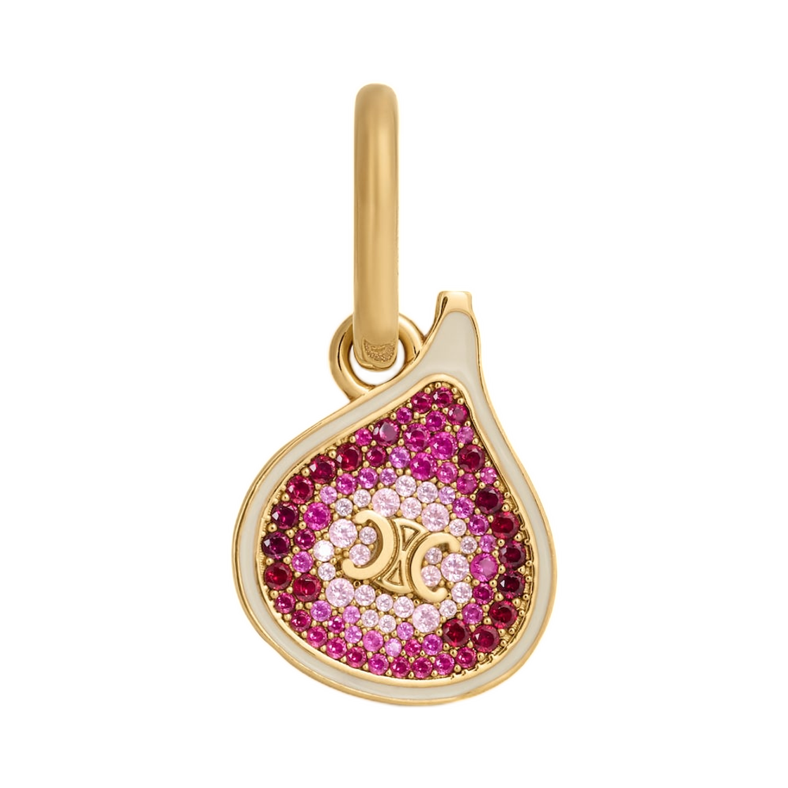 B10763F62-GJZ4 Celine Charms Fig in Brass with Gold Finish Enamel and Strass Purple Cream Gold