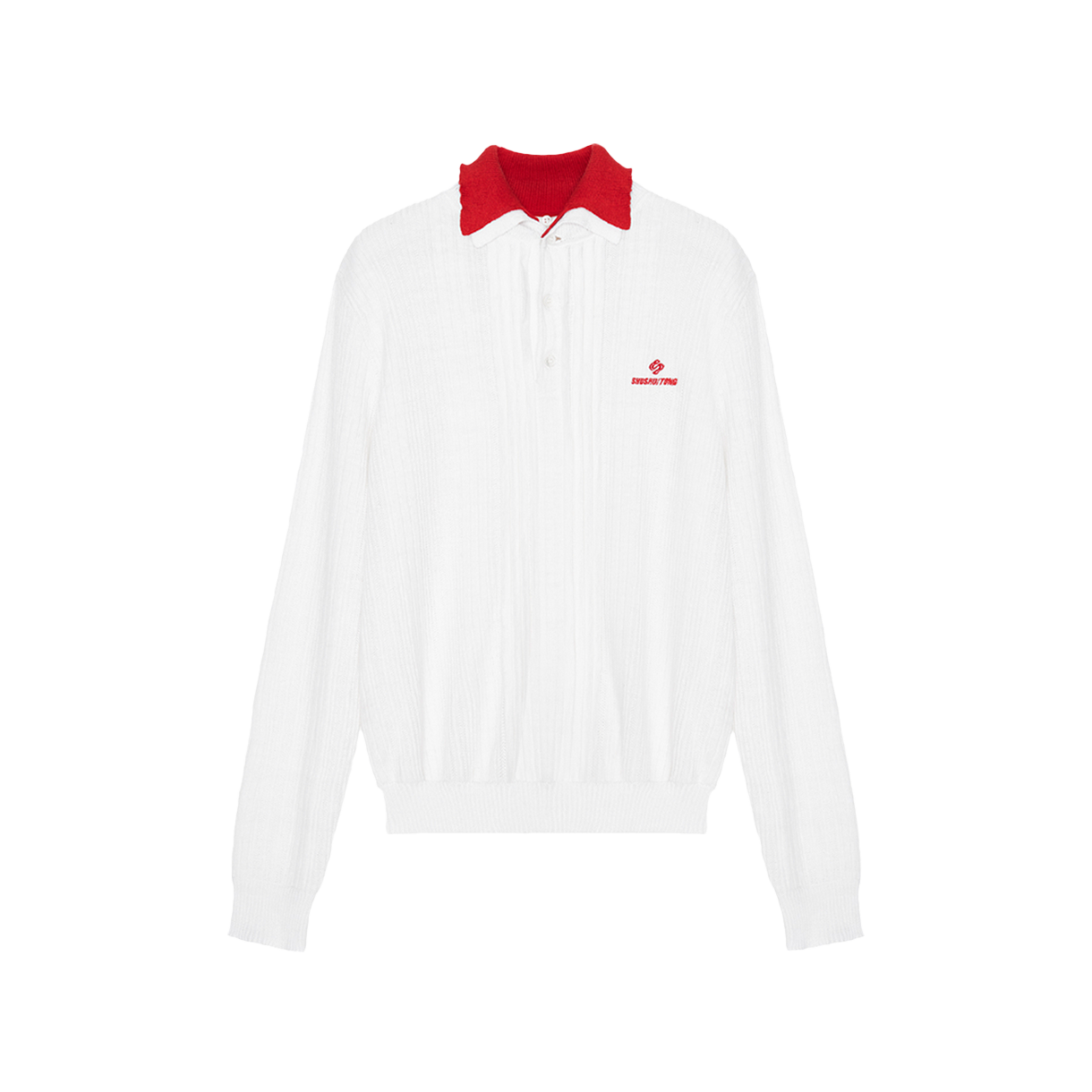 슈슈통 우먼 콘트라스트 칼라 니트 풀오버 화이트 - 26SS(Shushu/Tong Women Contrast Collar Knit Pullover White - 26SS) - 1