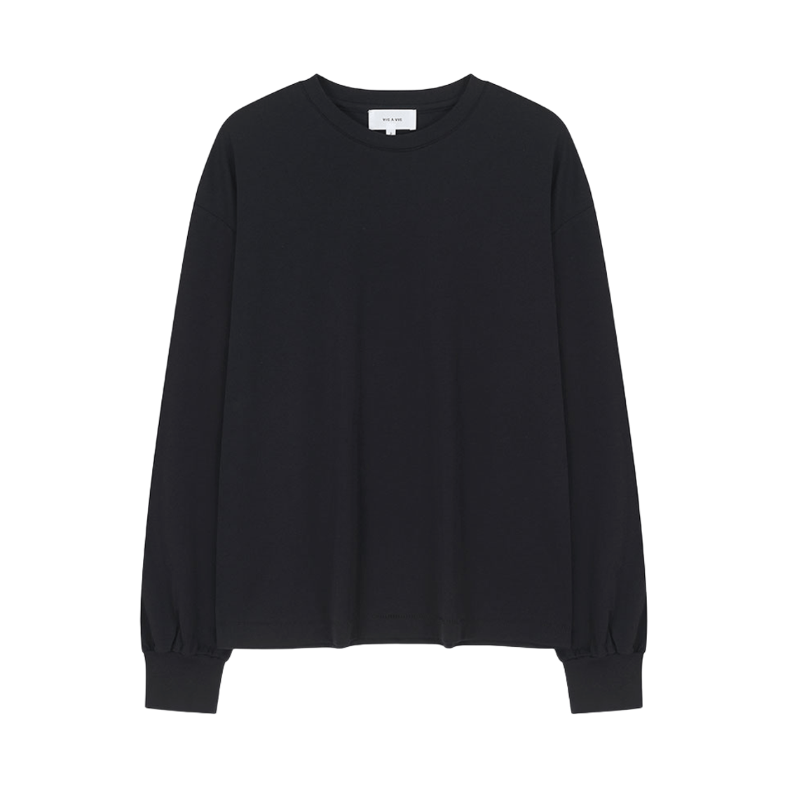 비자비 롱 슬리브드 티셔츠 인 코튼 더블 저지 거즈 블랙(VIS A VIS Long Sleeved Tee Shirt In Cotton Double Jersey Gause Black)