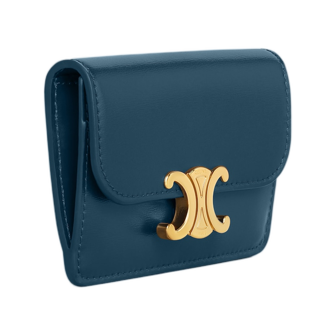 셀린느 카드 홀더 플랩 트리옹프 샤이니 카프스킨 틸 블루(Celine Card Holder with Flap Triomphe in Shiny Calfskin Teal Blue) - 2