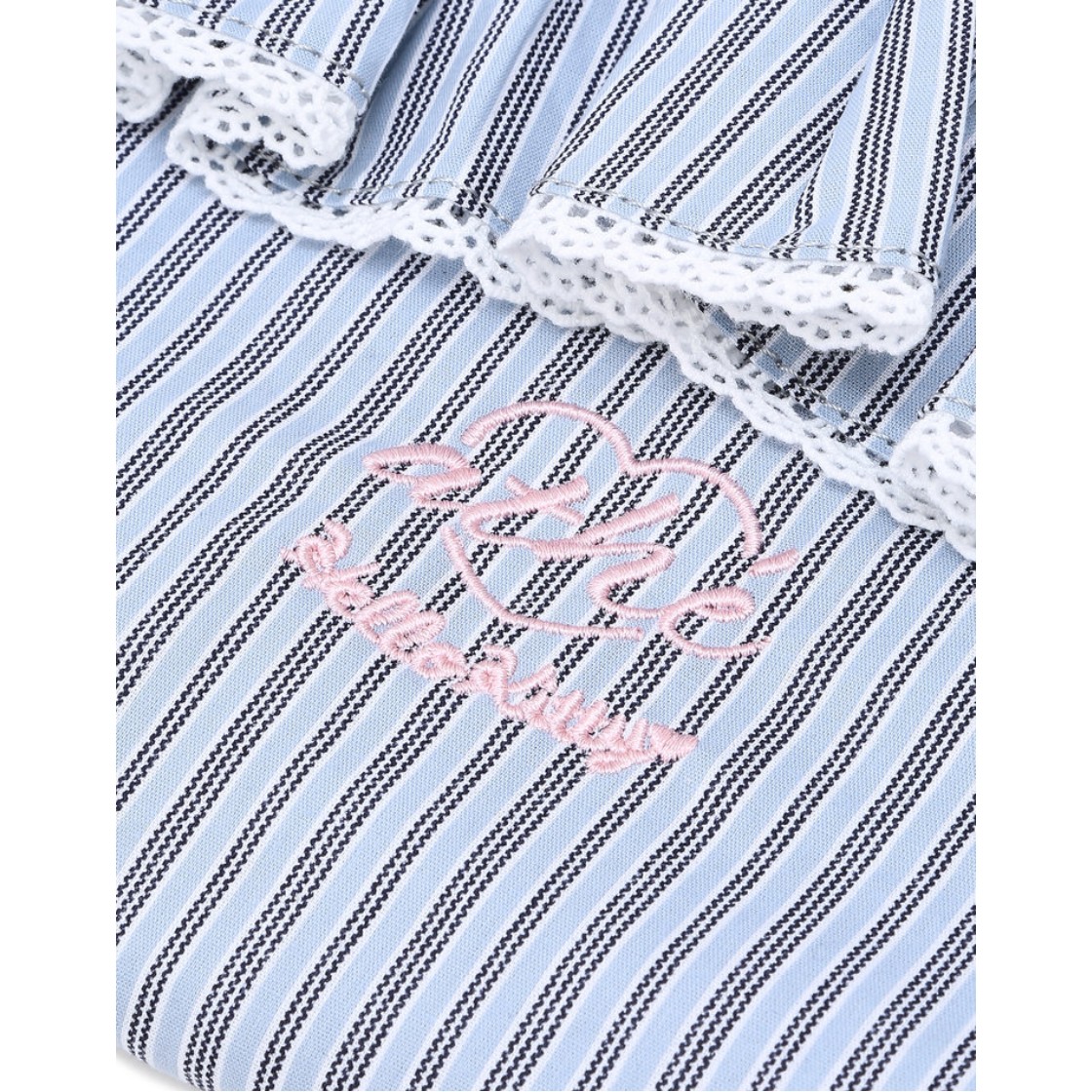 아떼 바네사브루노 액세사리 [Hello Kitty x athe] 프릴체인 블루 스트라이프 백팩 겸 숄더백 S 블루(Athe Vanessabruno Acc [Hello Kitty X Athe] Frill Chain Blue Stripe Backpack & Shoulder Bag S Normal Blue) - 4