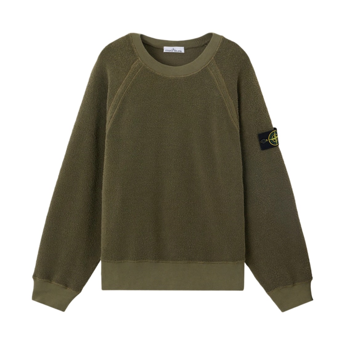 L1S1561000-04S0293-V005G Stone Island 6100004 Organic Cotton + Nylon Terry Fleece Oversized-Fit Crewneck Sweatshirt with Raglan Sleeves Military Green - 26SS