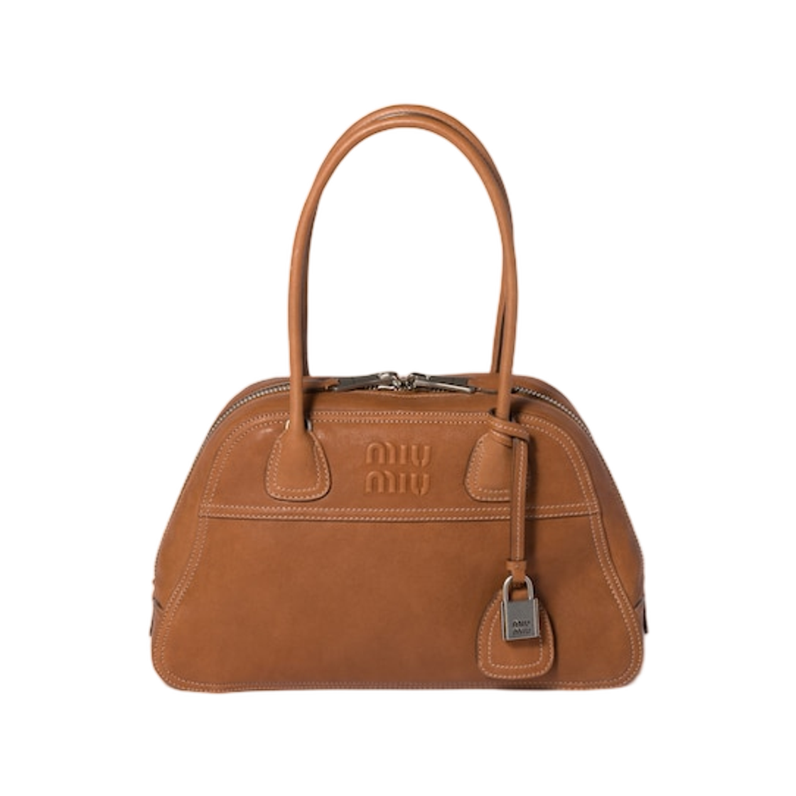 5BB199-2BBL-F098L Miu Miu Vivant Leather Bag Caramel