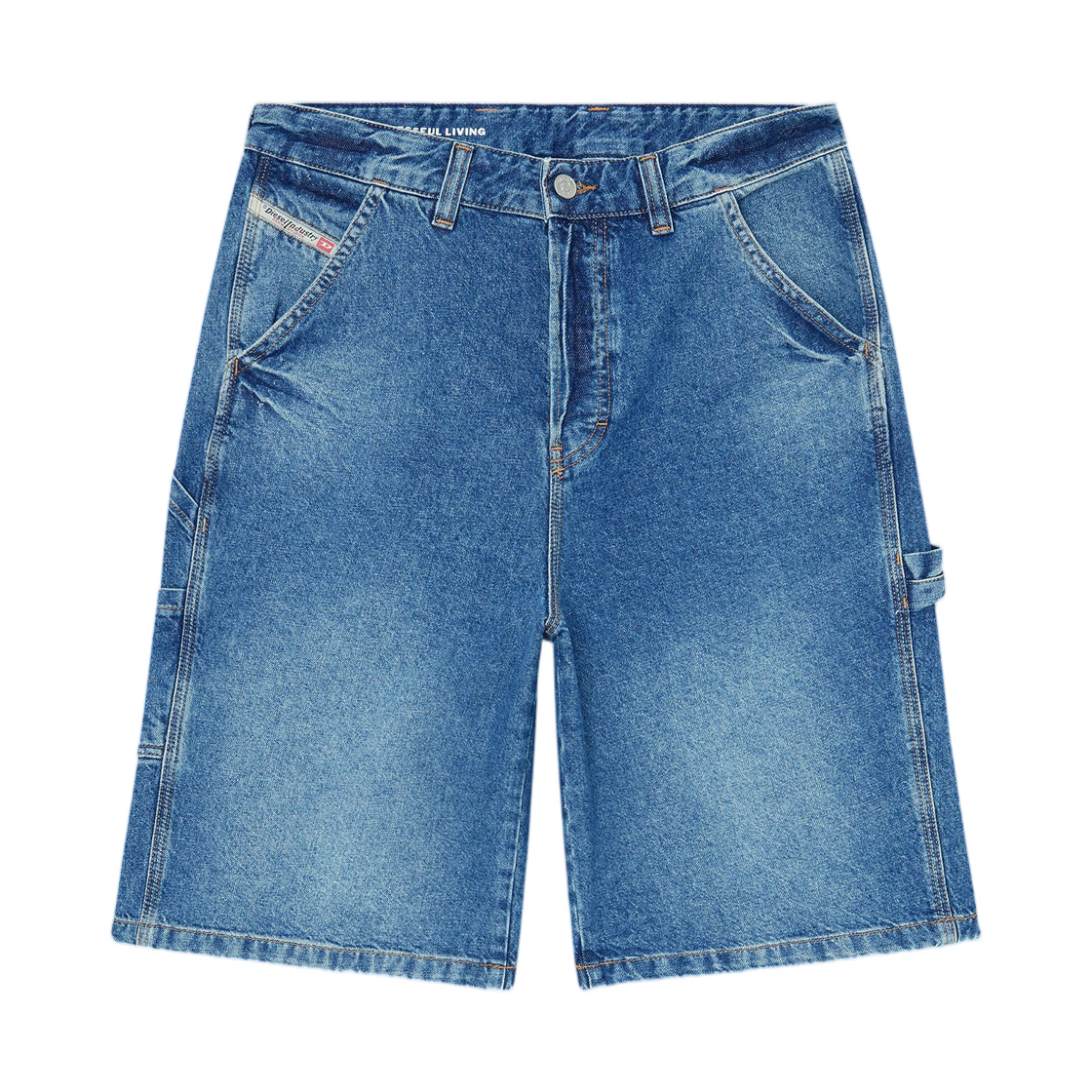 디젤 D-Livery-W-숏 유틸리티 스타일 데님 쇼츠 미디움 블루(Diesel D-Livery-W-Short Utility-Style Denim Shorts Medium Blue)