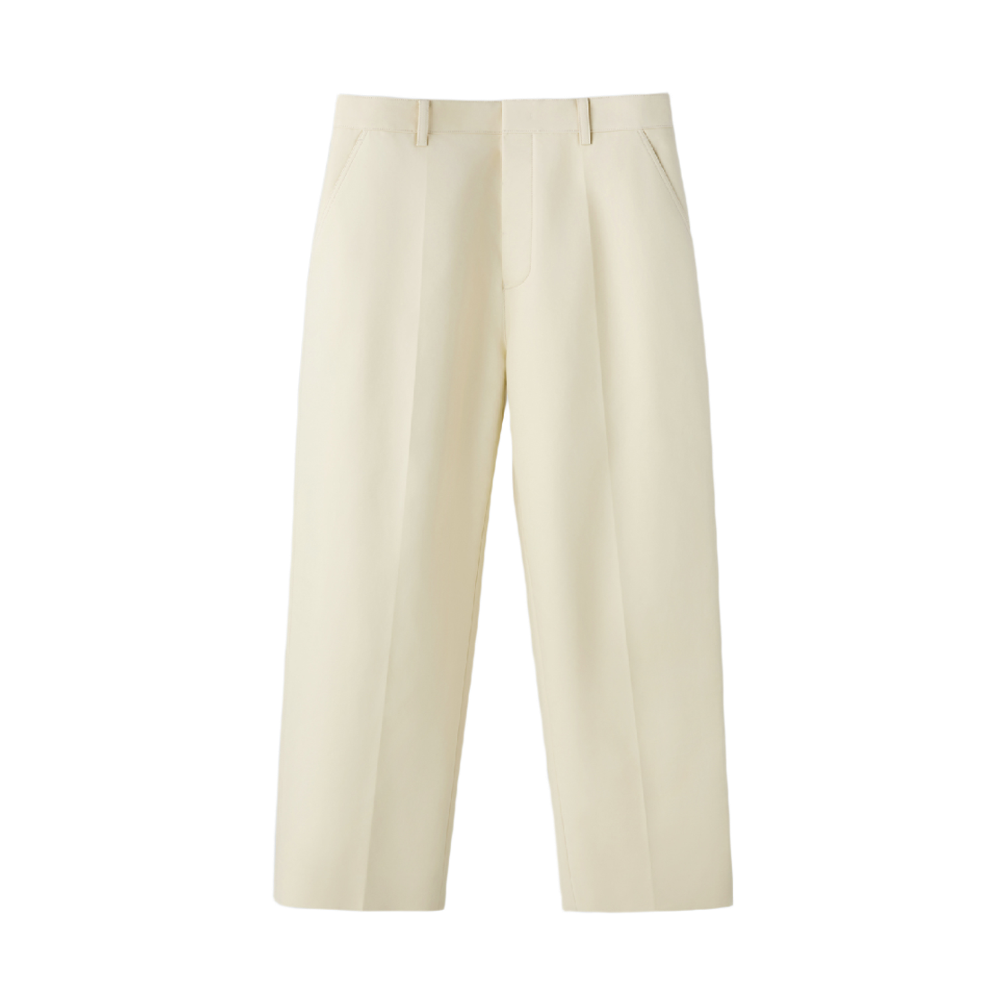 렉토 버튼 플라이 크롭 팬츠 버터 베이지(Recto Button Fly Crop Pants Butter Beige)