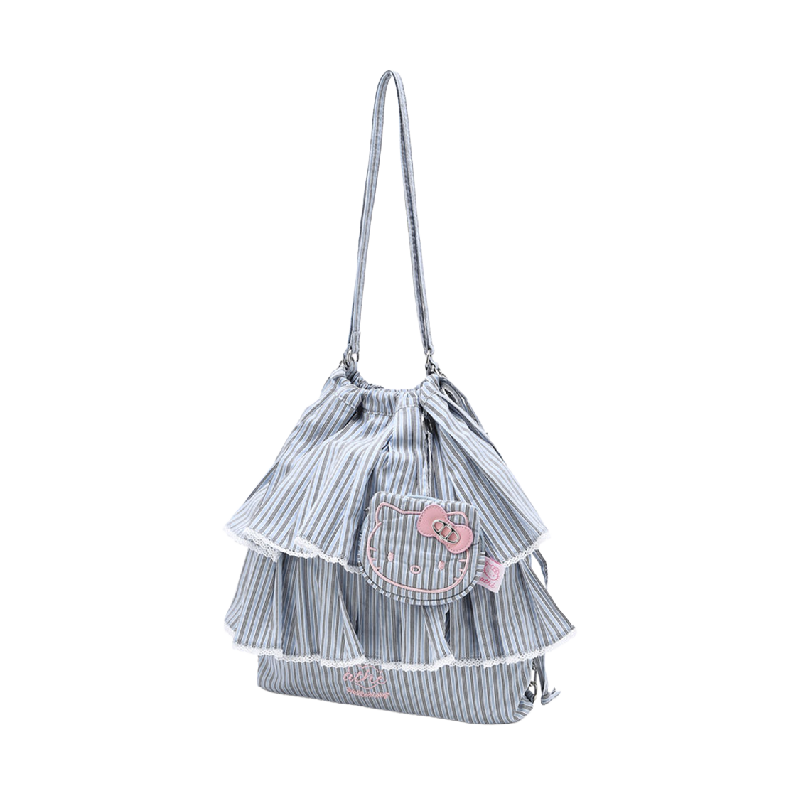 아떼 바네사브루노 액세사리 [Hello Kitty x athe] 프릴체인 블루 스트라이프 백팩 겸 숄더백 S 블루(Athe Vanessabruno Acc [Hello Kitty X Athe] Frill Chain Blue Stripe Backpack & Shoulder Bag S Normal Blue) - 1