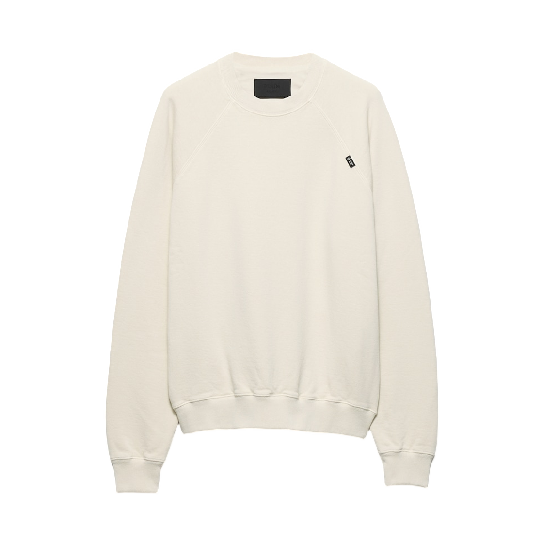 UJL29D-1952-F0K74 Prada Cotton Crew-Neck Sweatshirt Chalk White