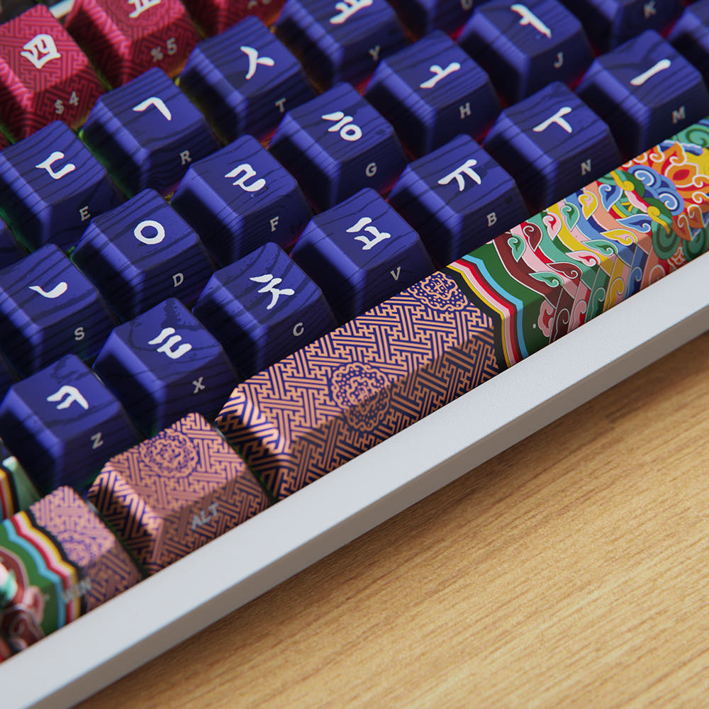 시이닷 교태전 단청 유선 LED 기계식 키보드 한국의 미(C.e.dot Gyochaejeon Blue Dancheong Wired LED Mechanical Keyboard) - 4