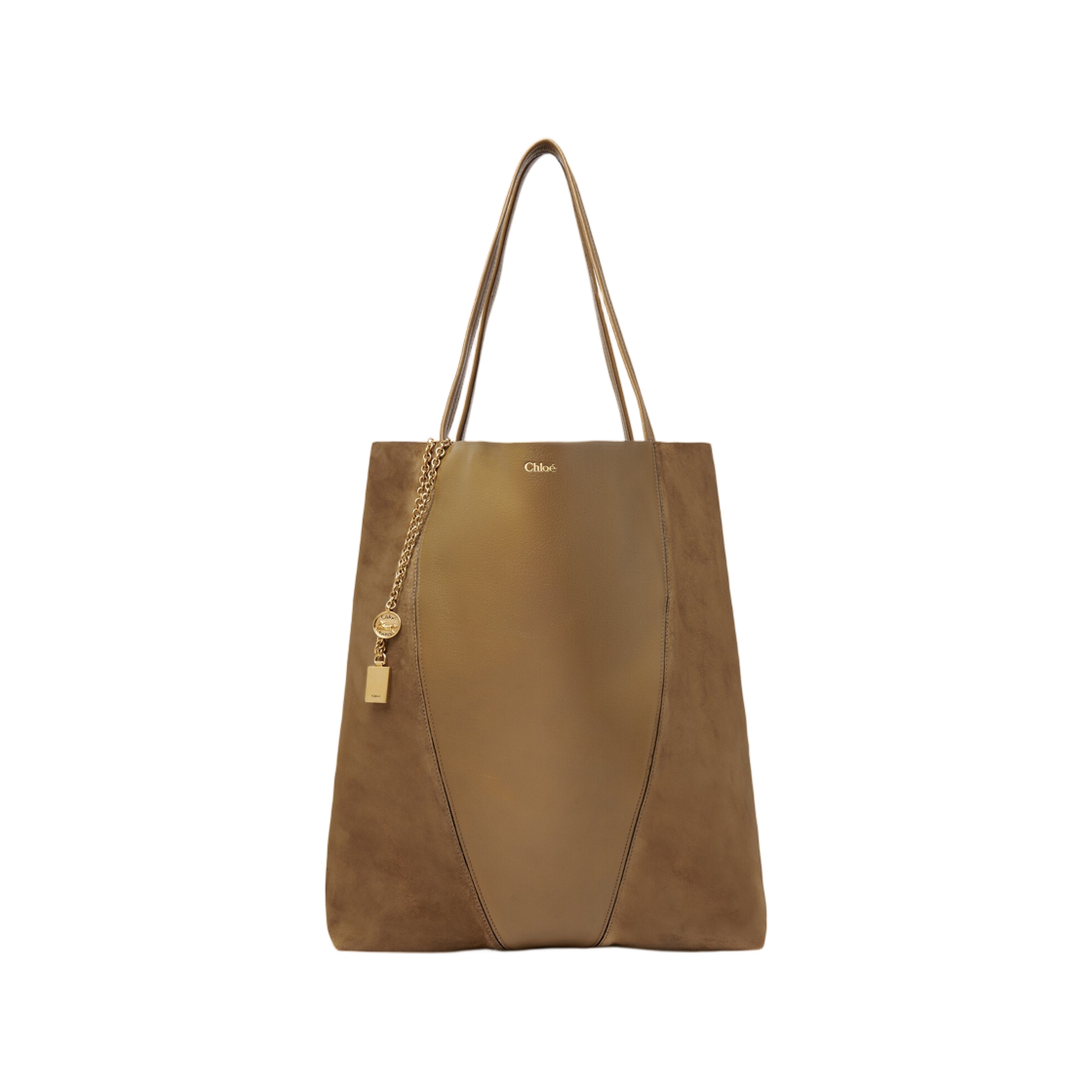 끌로에 라지 끌로에 스핀 토트백 그레인드 앤 스웨이드 레더 다크 카키(Chloe Large Chloe Spin Tote Bag in Grained and Suede Leather Dark Khaki)
