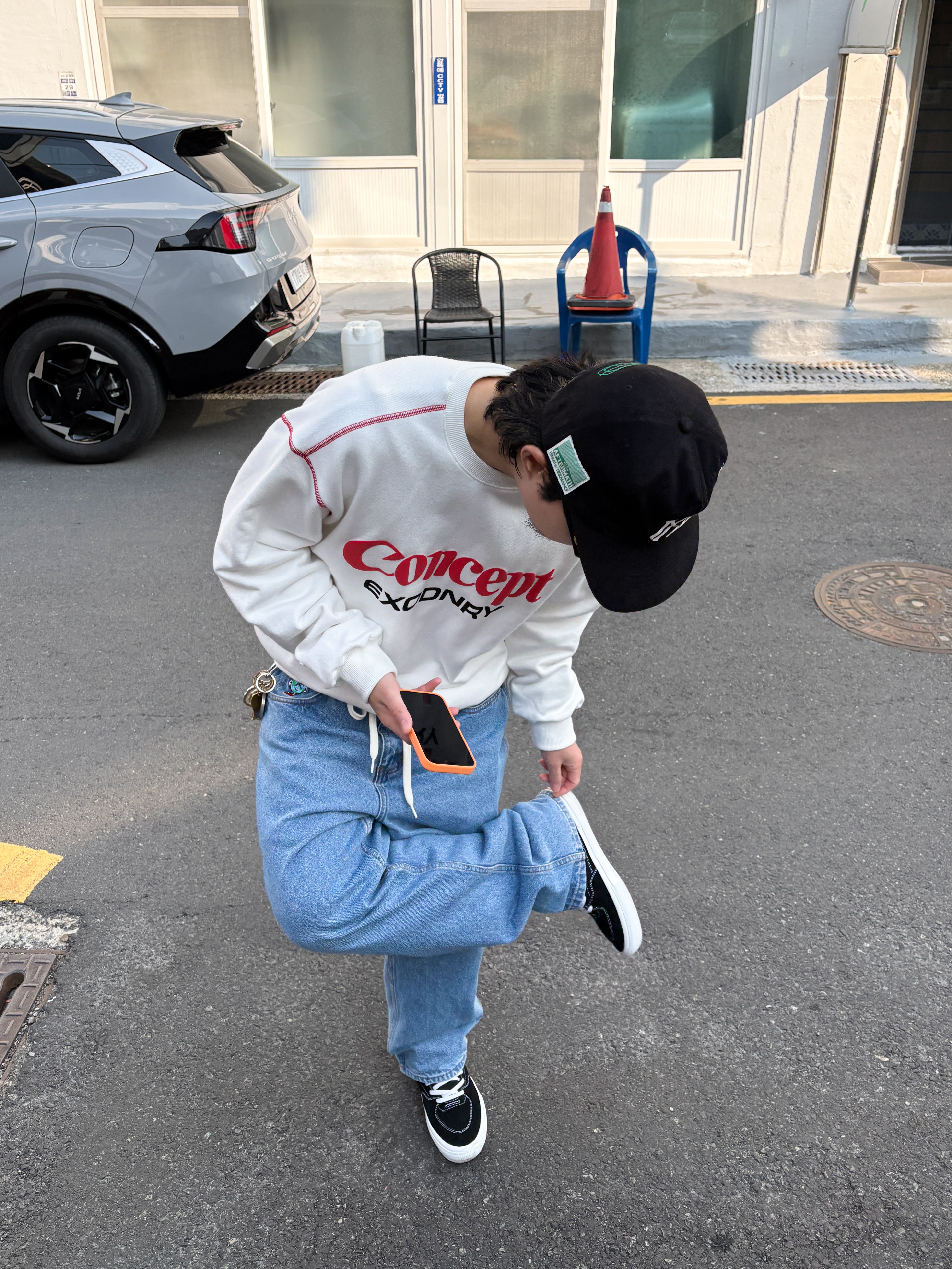 Aftermath Atm Logo Ball Cap Black, Vans Skate Half Cab Black 착용 스타일 - 3