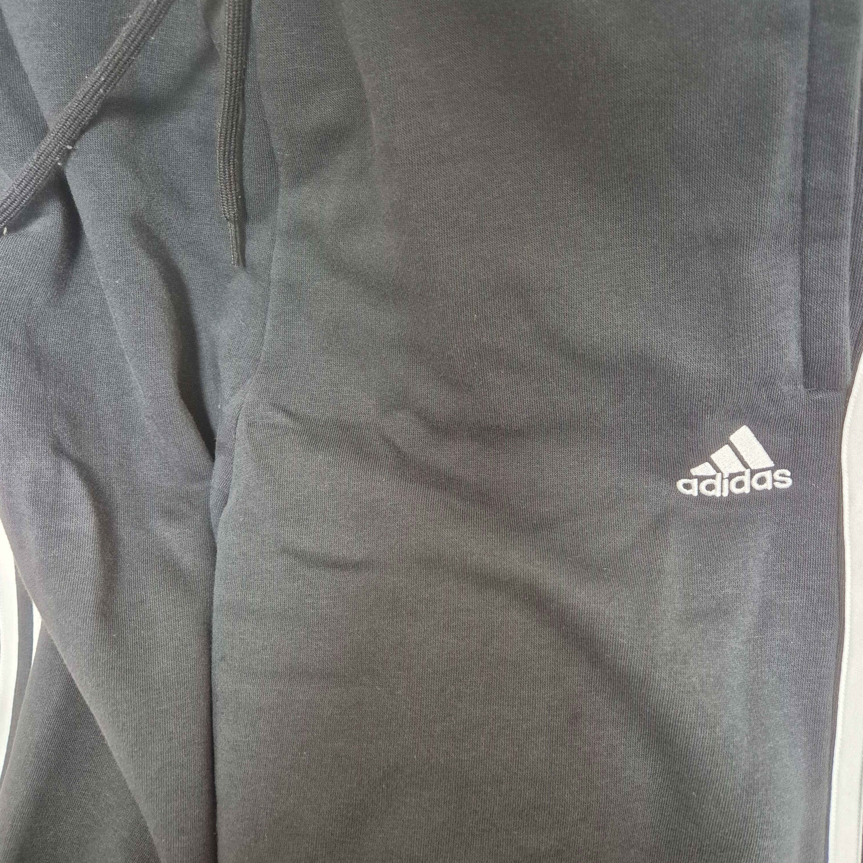 (W) Adidas Essentials 3-Stripes French Terry Wide Pants Black - KR Sizing 착용 스타일