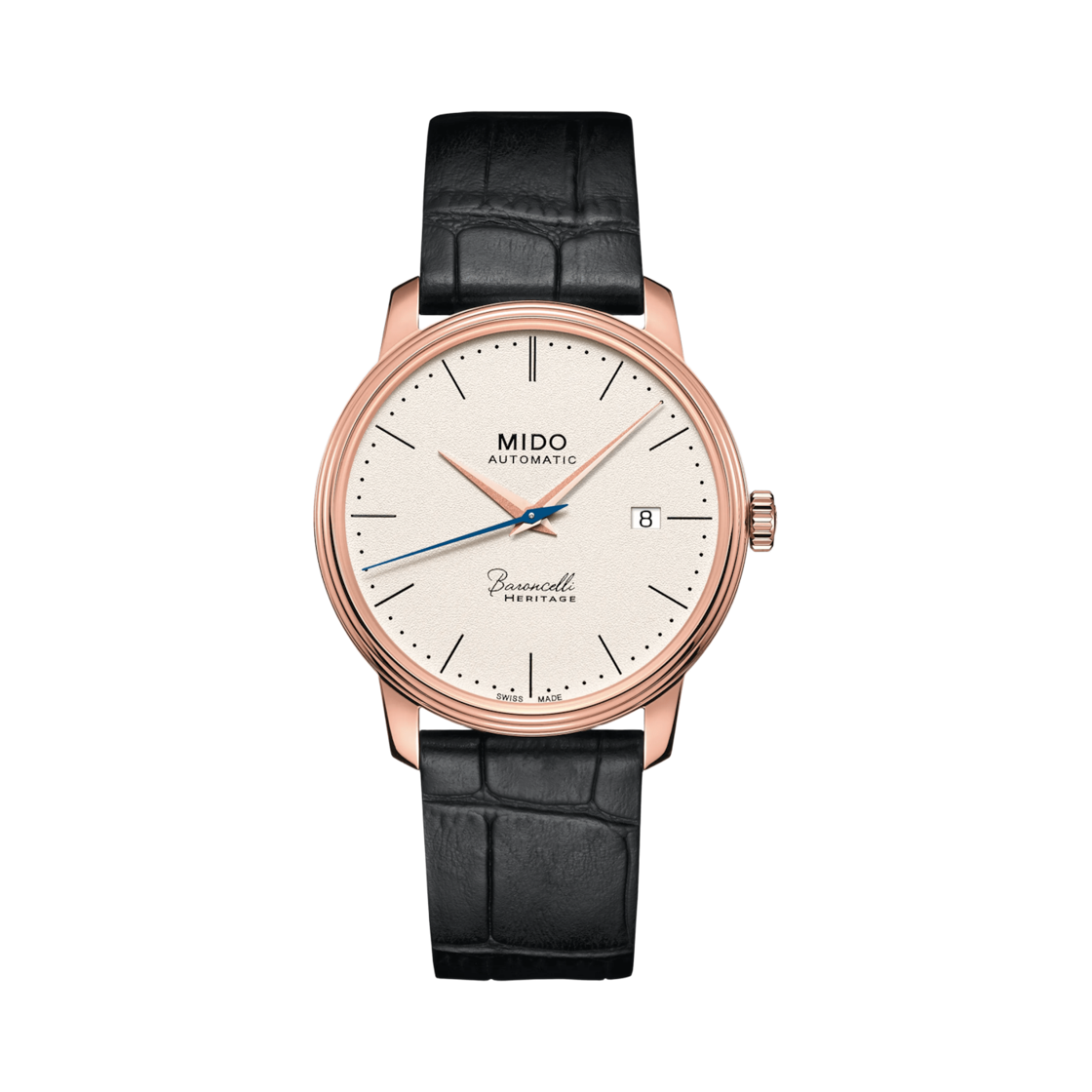미도 바론첼리 헤리티지 오토매틱 39mm 스테인리스 스틸 블랙 로즈 골드(Mido Baroncelli Heritage Automatic 39mm Stainless Steel Black Rose Gold)
