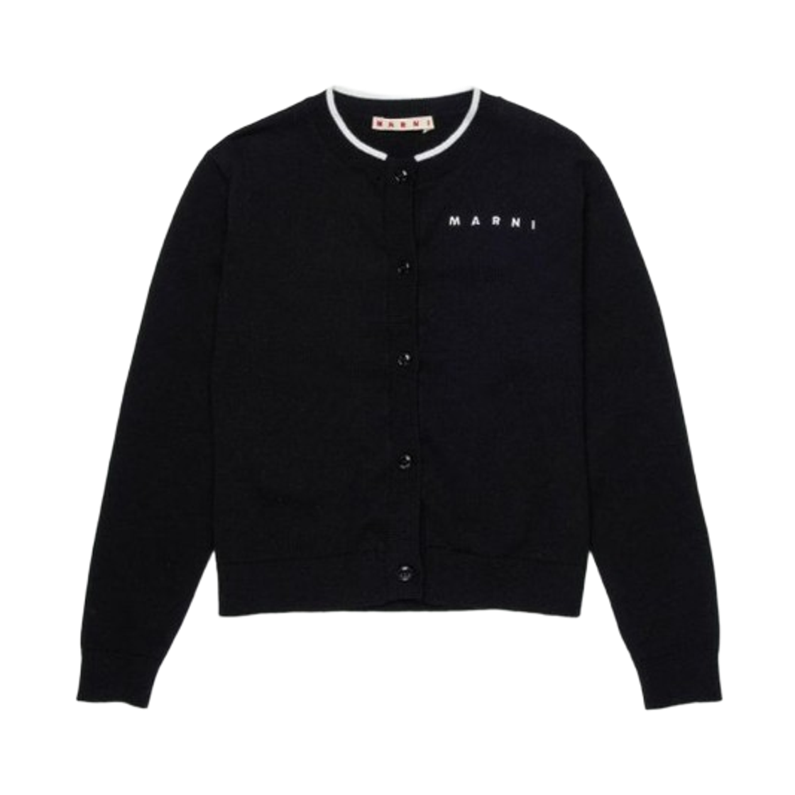 (키즈) 마르니 로고 자수 니트 가디건 블랙((Kids) Marni Logo Embroidered Knit Cardigan Black)