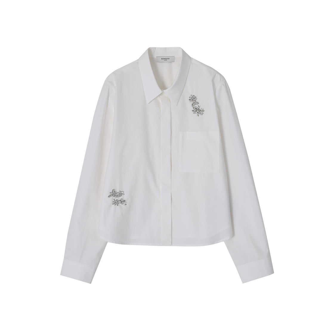 WI2SH201WH (W) SONGZIO Floral Jewel Veiled Shirt White