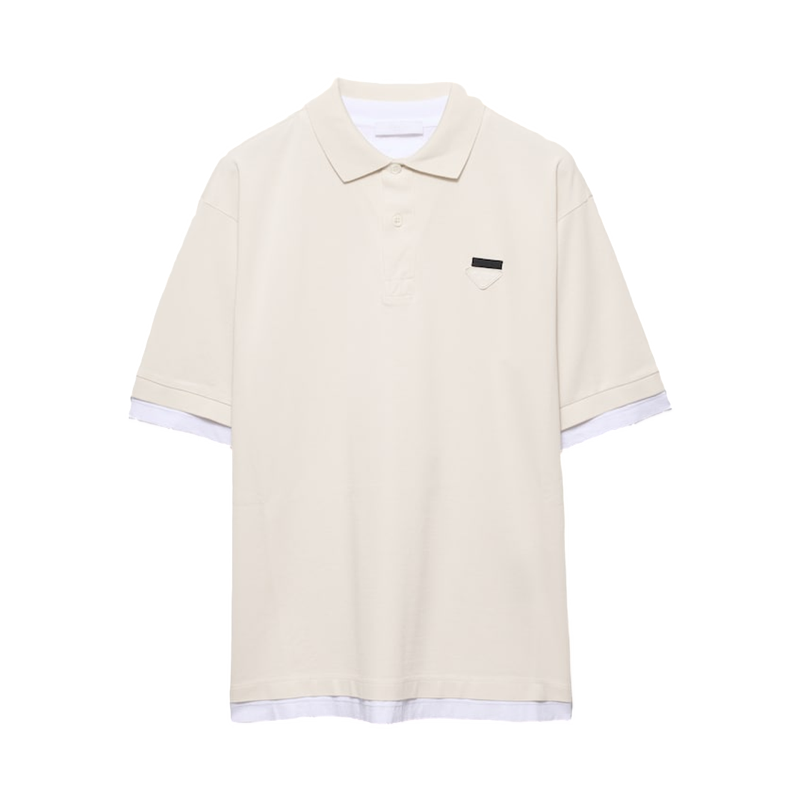 UJN911-1868-F0P40 Prada Cotton Polo Shirt Talc White