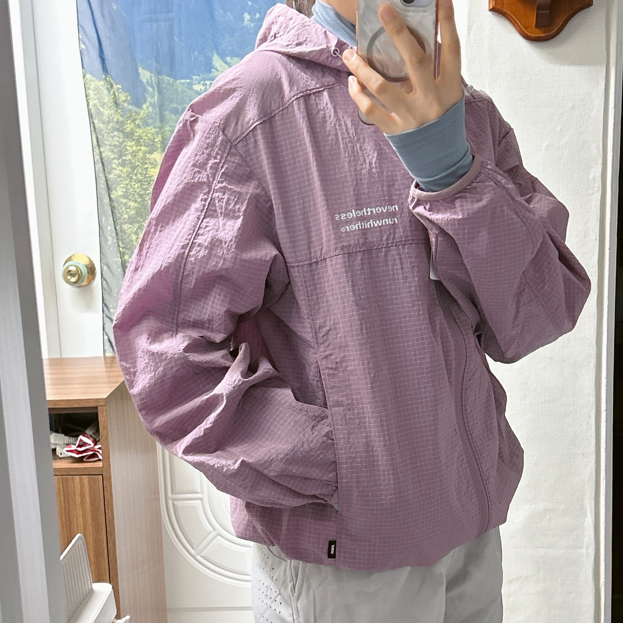 [KREAM 단독] runwhither Windbreaker Jacket V2 Purple, [KREAM 단독] runwhither Mesh Cap Black 착용 스타일 - 3