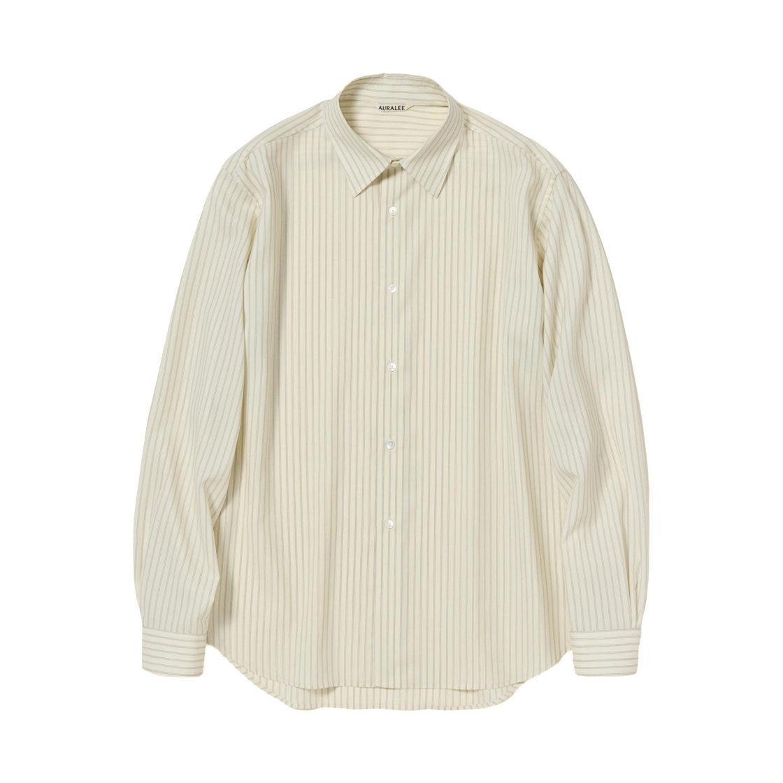A26SS01WW Auralee Super Fine Wool Stripe Shirt Ivory White Stripe - 26SS