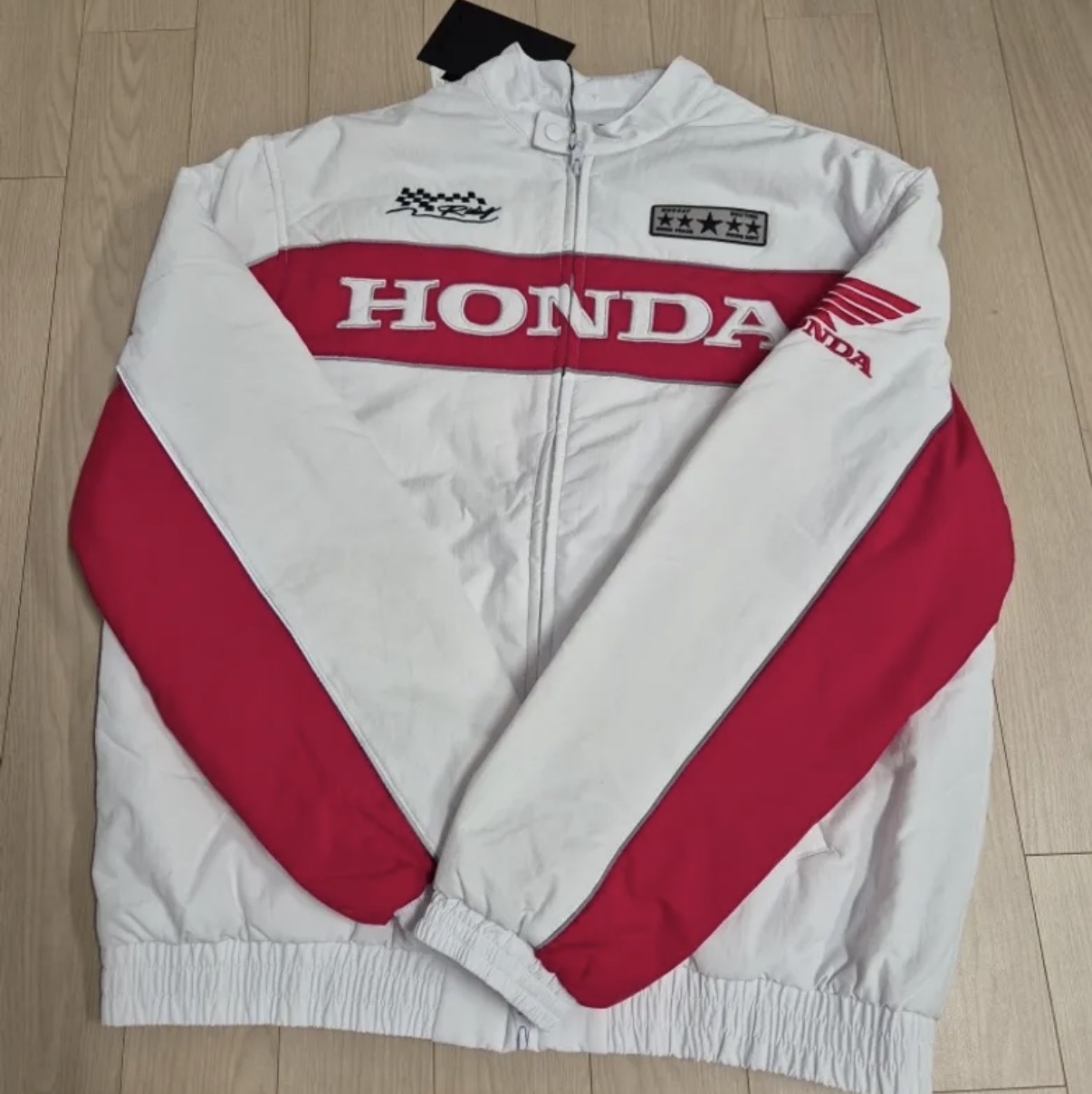 Honda Piping Motorcycle Blouson Jacket White 착용 스타일