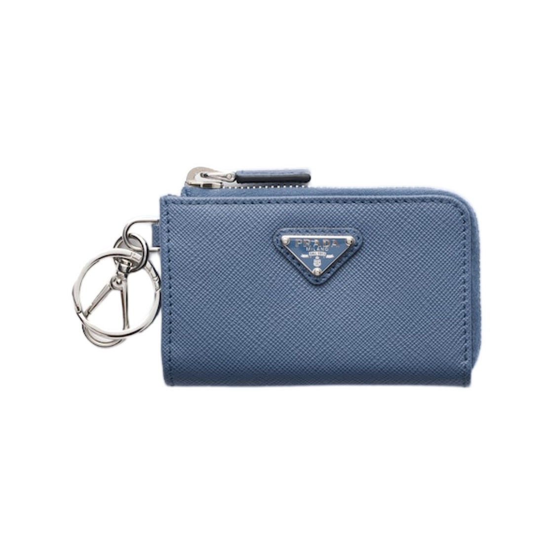 2TT085-2AHF-F0D57 Prada Saffiano Leather Mini Pouch with Keychain Aviation Blue