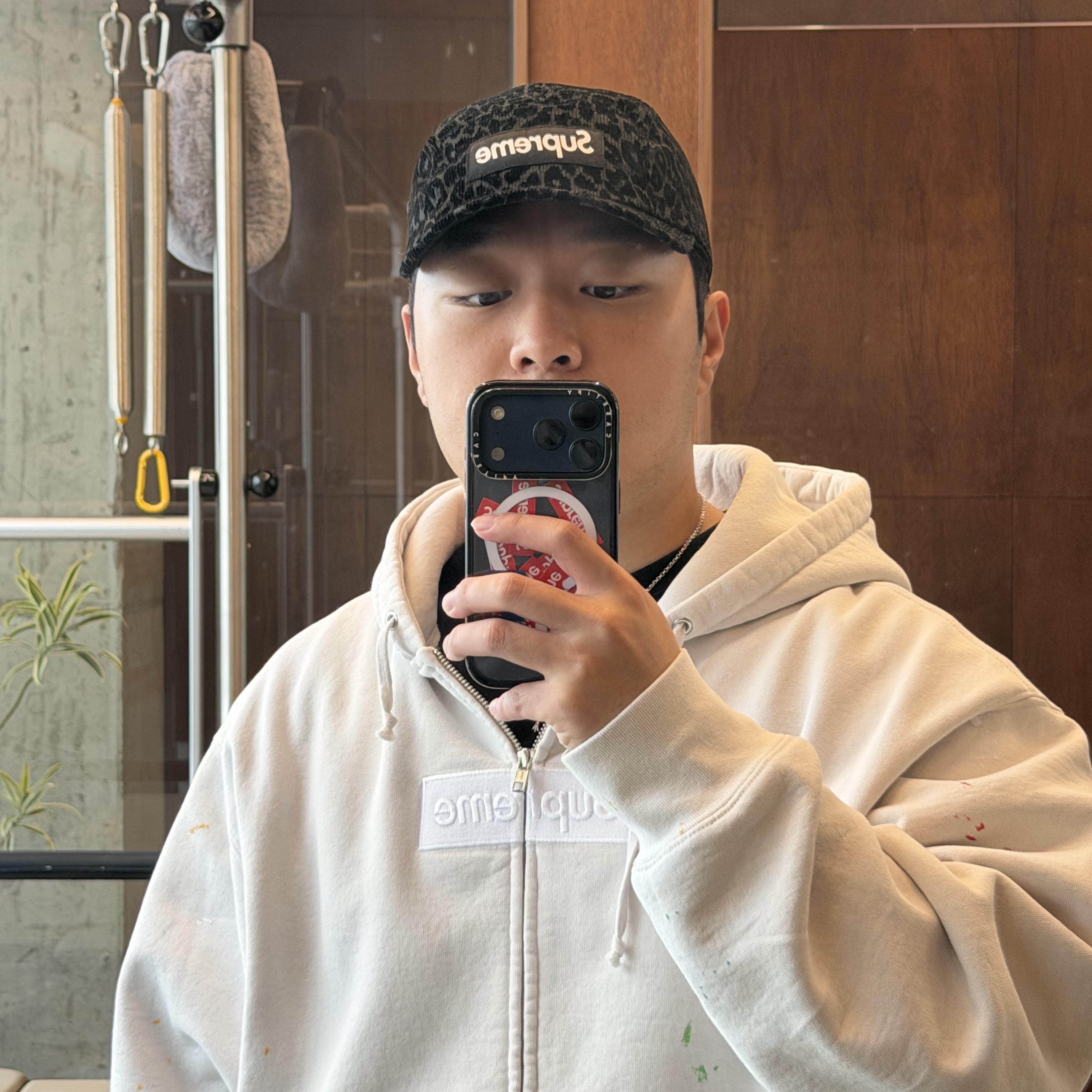 Supreme x MM6 Maison Margiela Box Logo Zip Up Hooded Sweatshirt White - 26SS 착용 스타일 - 2