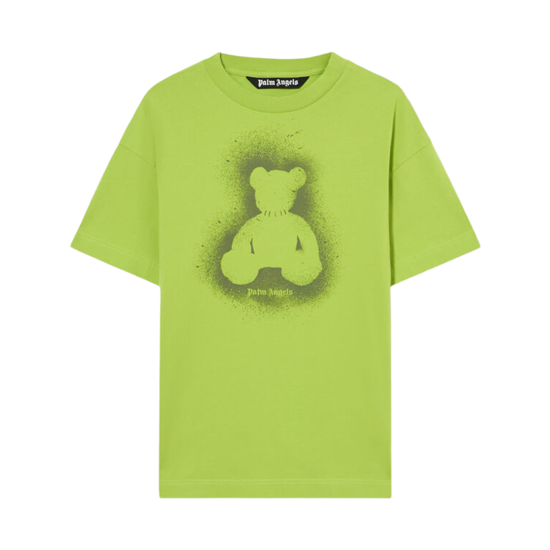 팜엔젤스 스프레이 베어 레귤러 티셔츠 - 라임 밀리터리 그린(Palm Angels Spray Bear Regular Tee - Lime Military Green)