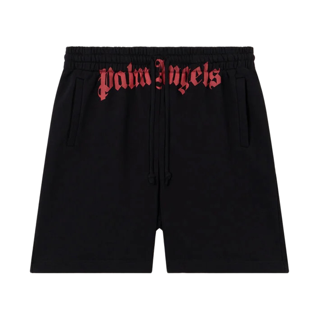 팜엔젤스 웨이스트 로고 스웻쇼츠 - 블랙 레드(Palm Angels Waist Logo Sweatshorts - Black Red)
