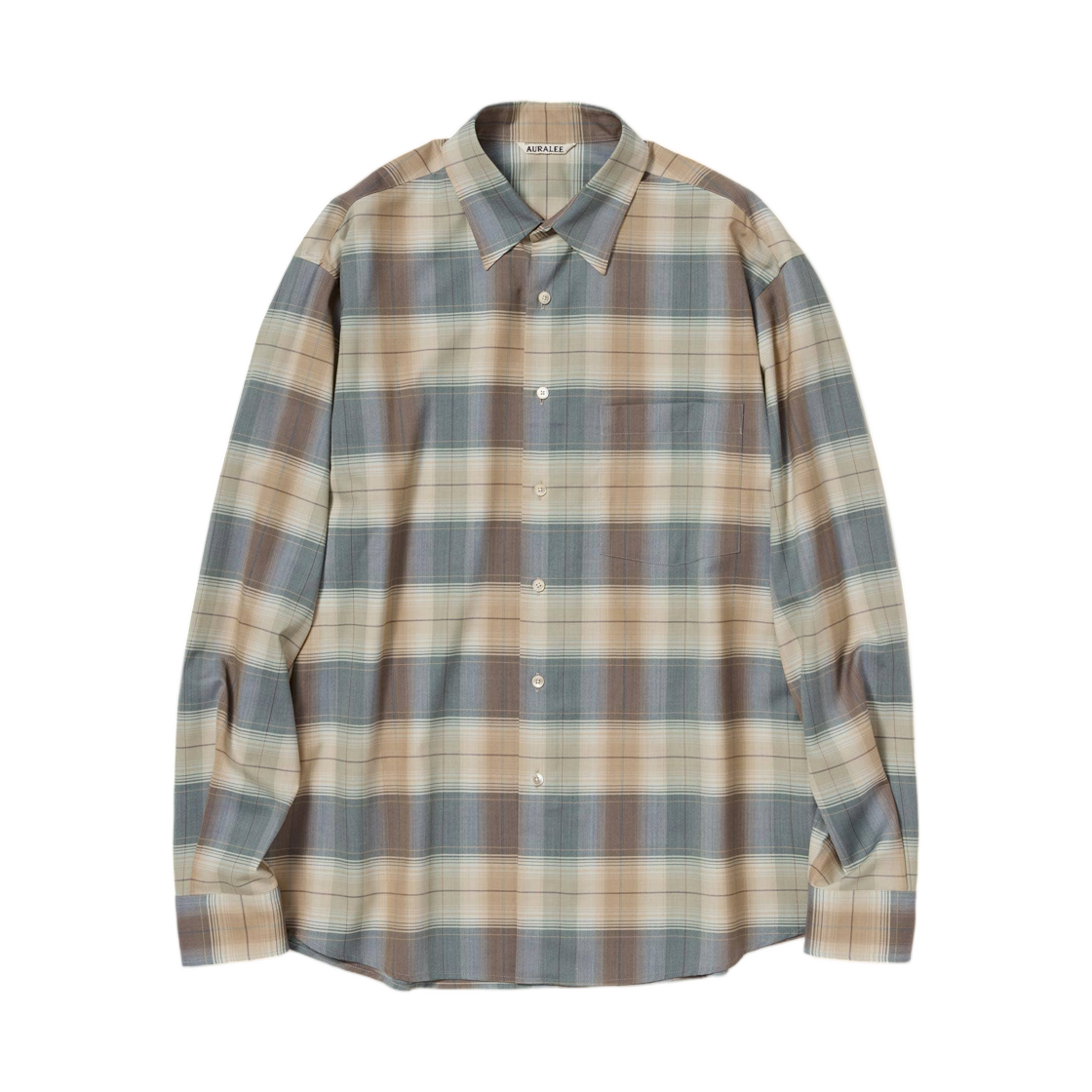 오라리 슈퍼 라이트 울 체크 셔츠 라이트 브라운 체크 - 26SS(Auralee Super Light Wool Check Shirt Light Brown Check - 26SS)