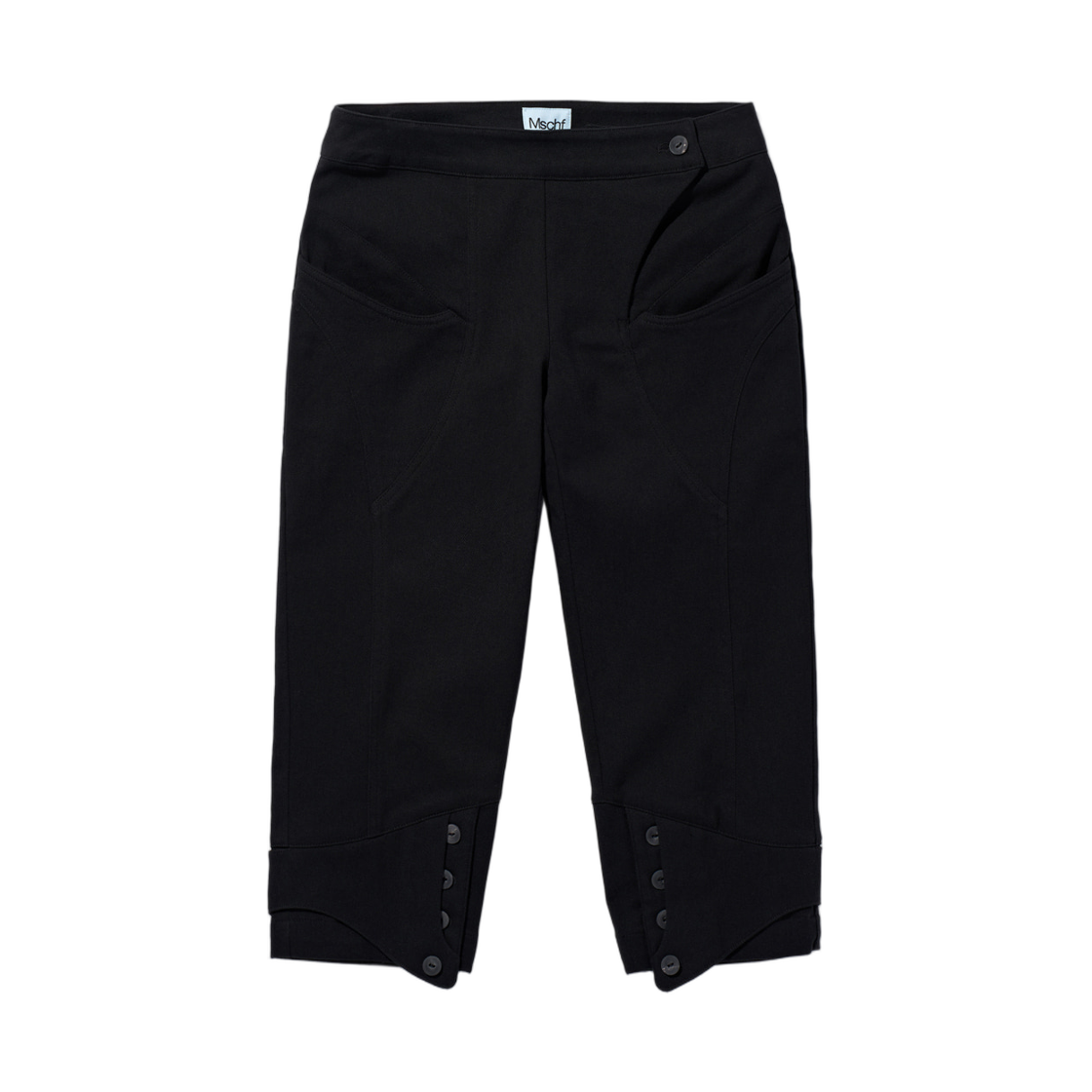 - (W) Mischief Button Slit Capri Pants Black