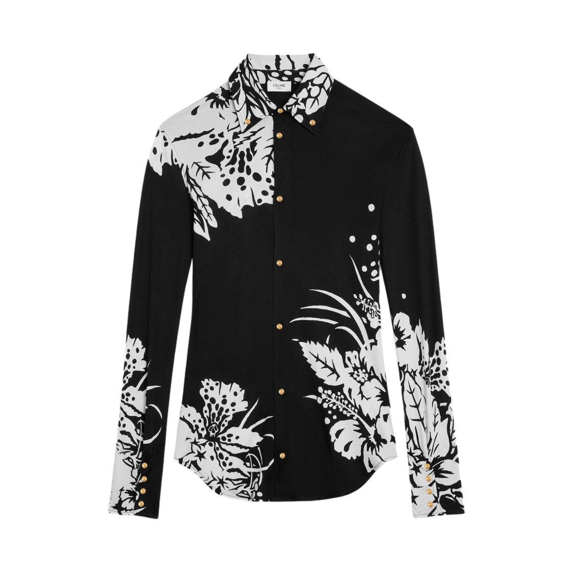셀린느 셔츠 저지 소이 누아 크레(Celine Shirt in Jersey Soie Noir Craie)