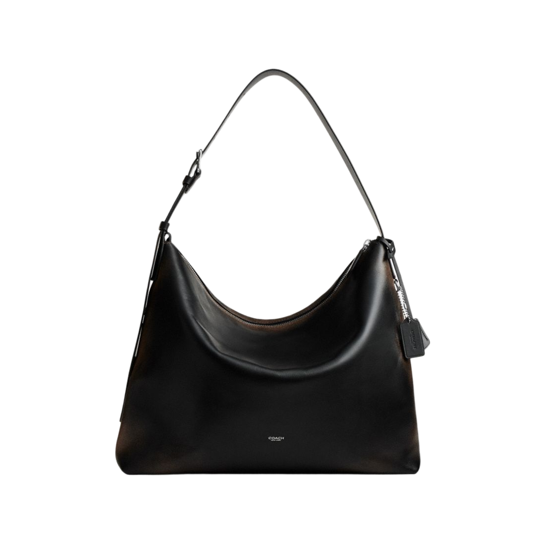 CDU77-Y4B Coach Mott Messenger Bag in Loved Leather Black Light Tan