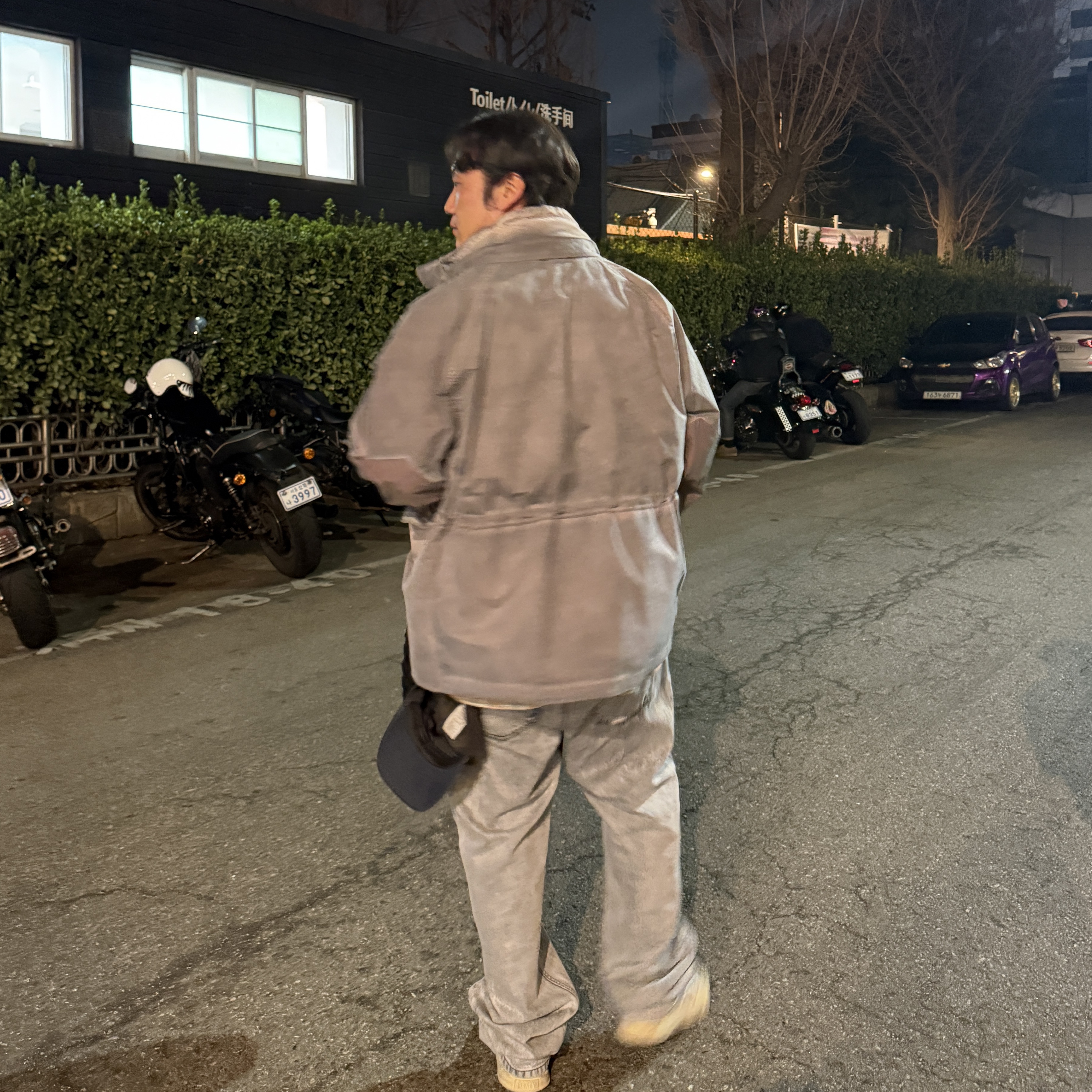 Our Legacy Horizon Jacket Carbon Overdye Papyrus Poly, Maison Mihara Yasuhiro Peterson OG Sole DR Canvas Low-top Sneakers White 착용 스타일 - 3