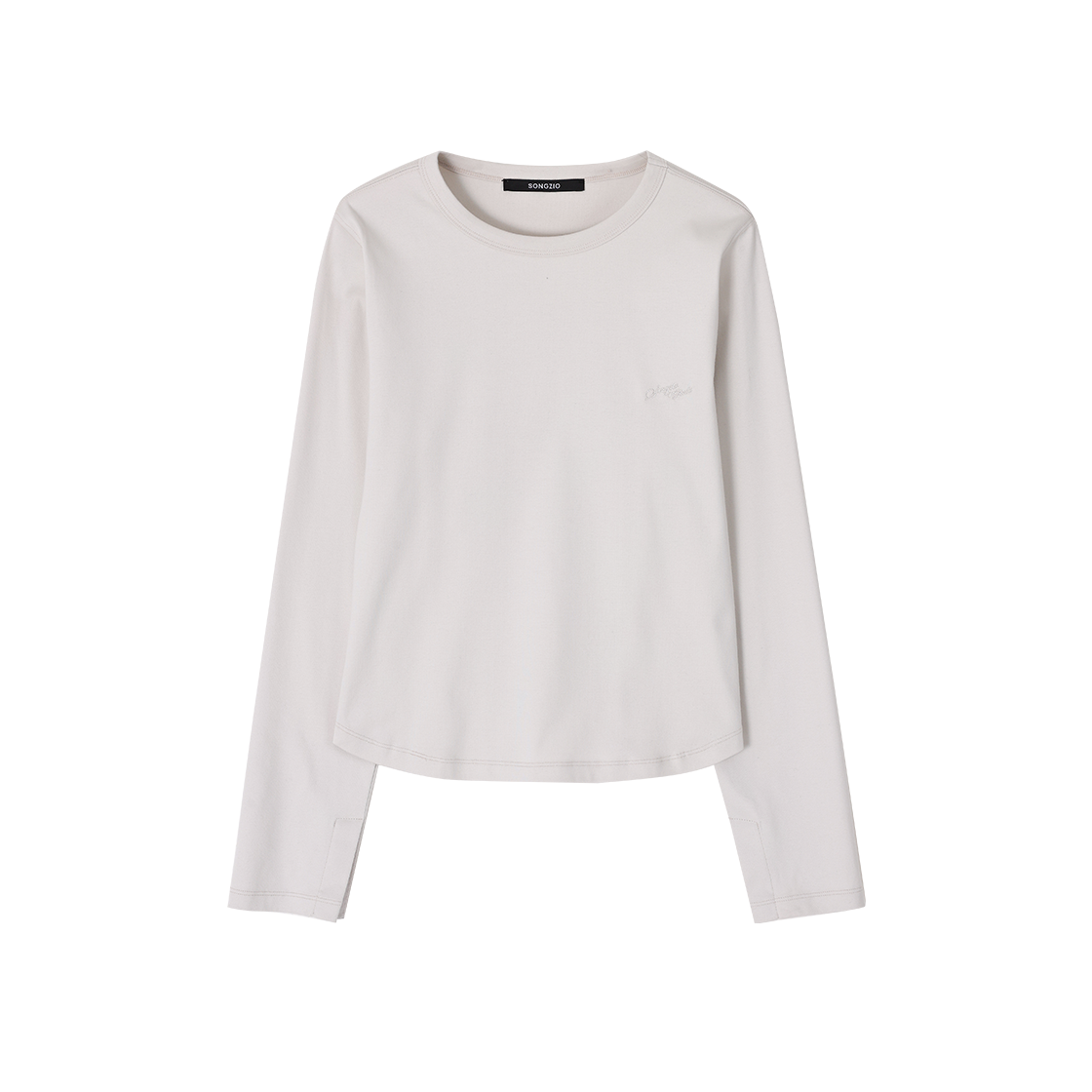 (W) 송지오 컬렉션 플뢰르 엠브로이드 롱슬리브 라이트 그레이((W) SONGZIO COLLECTION Fleur Embroidered Long Sleeve Light Grey) - 1