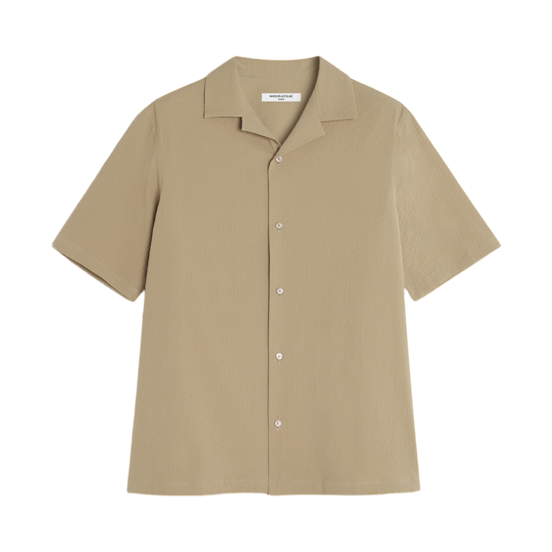 QM00407WC5082-0429 Maison Kitsune Seersucker Resort Shirt Roasted Almond