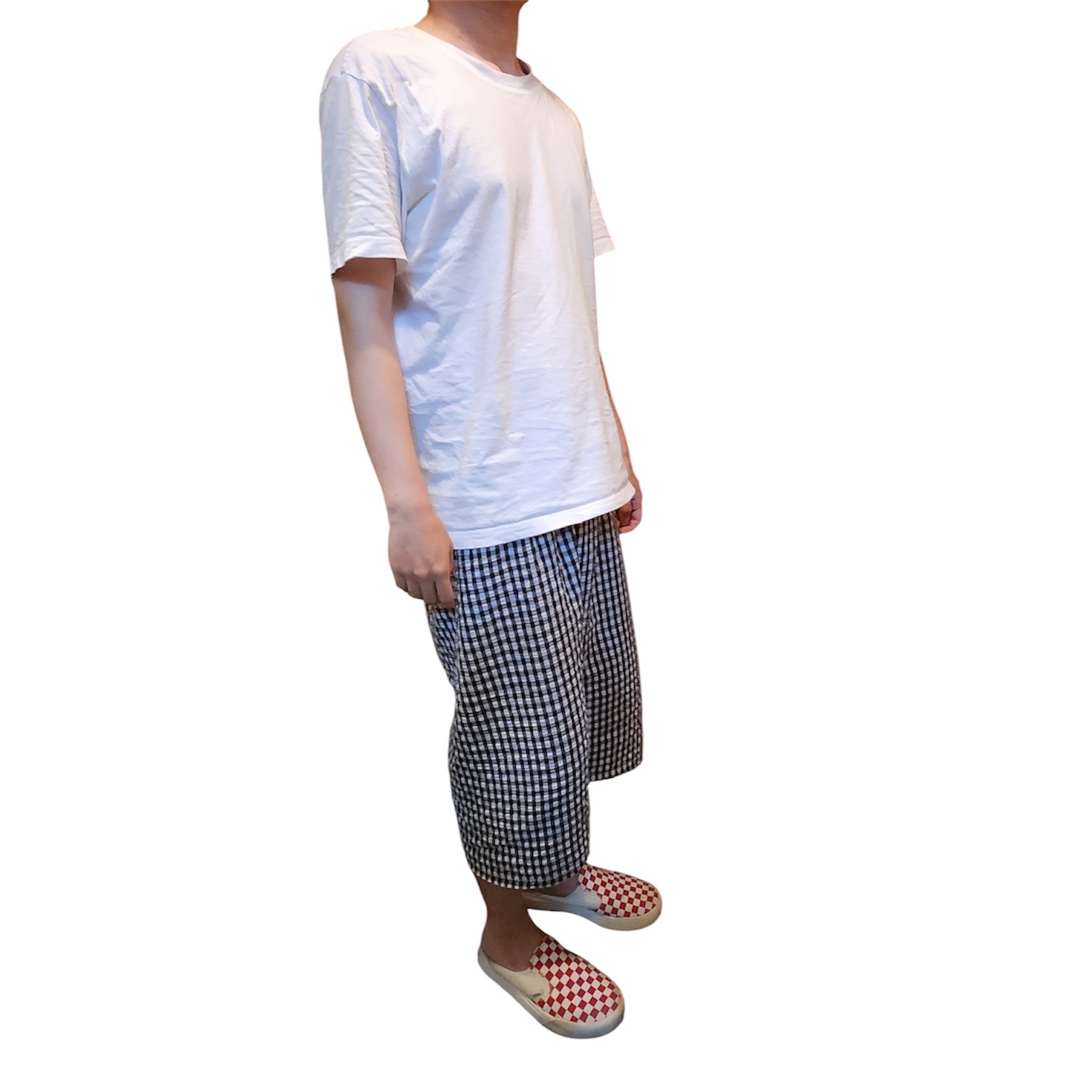 Vans ComfyCush One Checkerboard Racing Red Marshmallow 착용 스타일