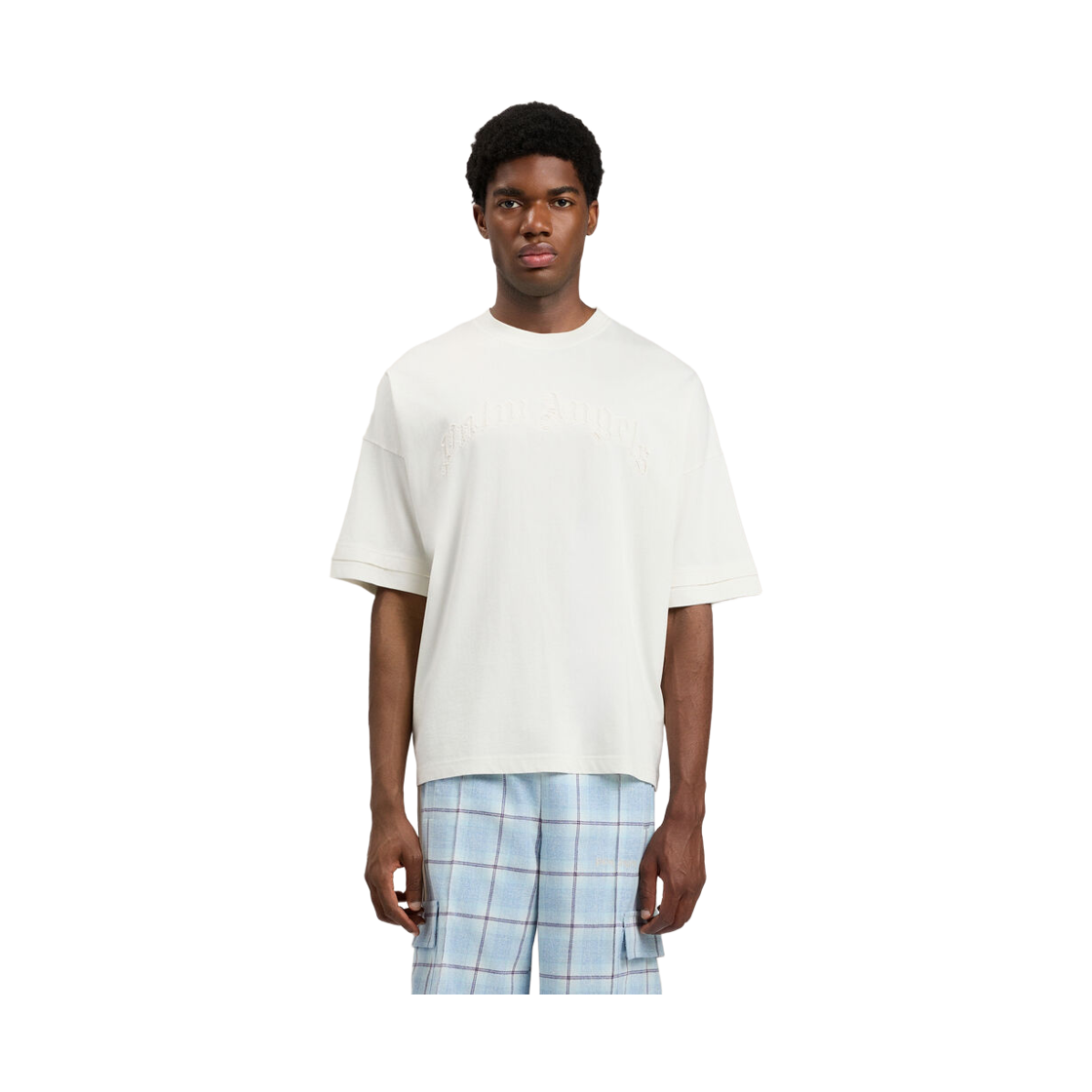 팜엔젤스 커브드 로고 루즈 더블 티셔츠 - 화이트(Palm Angels Curved Logo Loose Double Tee - Off White Off White) - 2