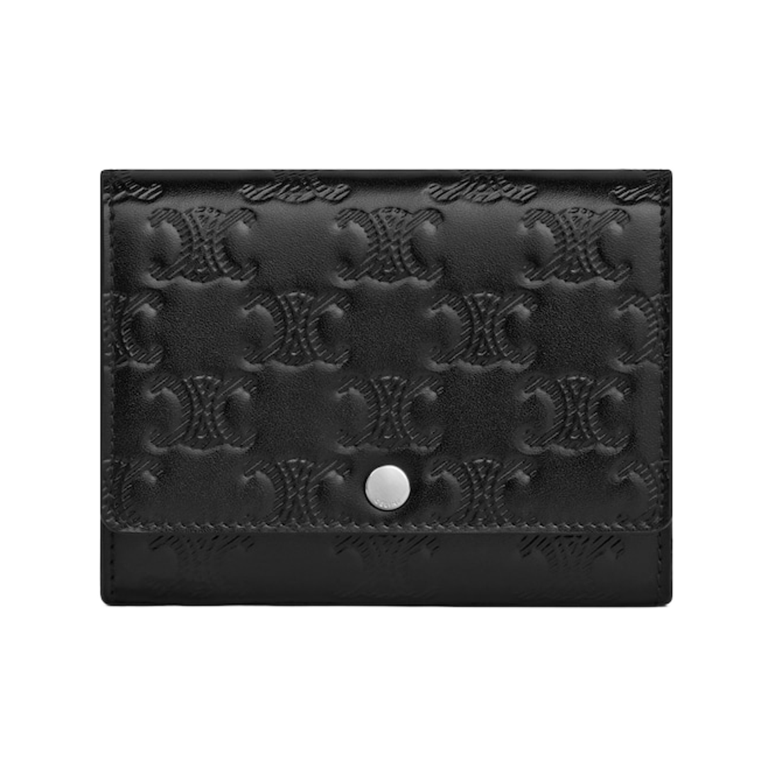 10M243FQD-38SI Celine Business Card Holder in Calfskin with Triomphe Embossed Black