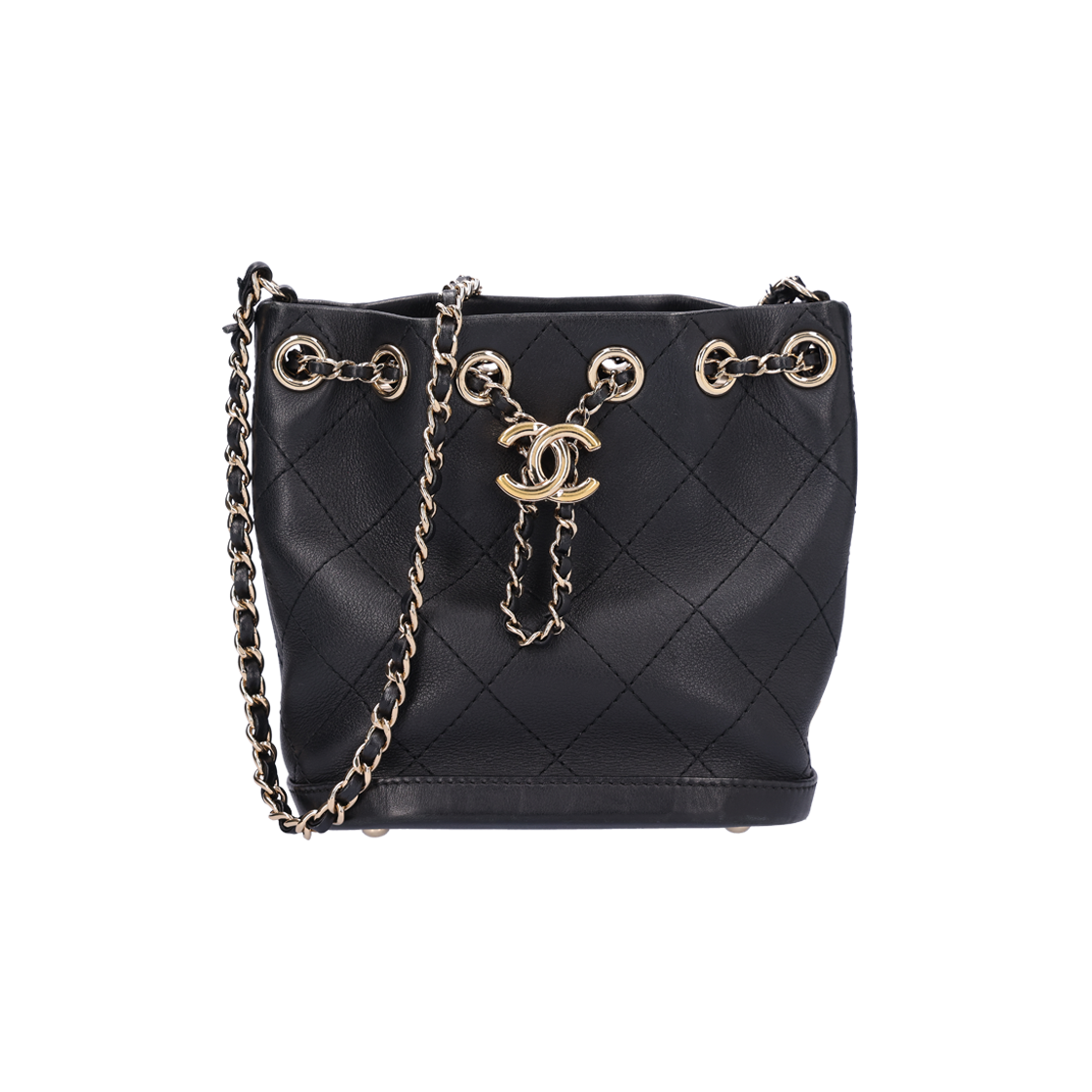 샤넬 AS0197 드로스트링 체인 버킷백 램스킨 블랙 금장(Chanel AS0197 Drawstring Chain Bucket Bag in Black Lambskin with Gold Hardware)