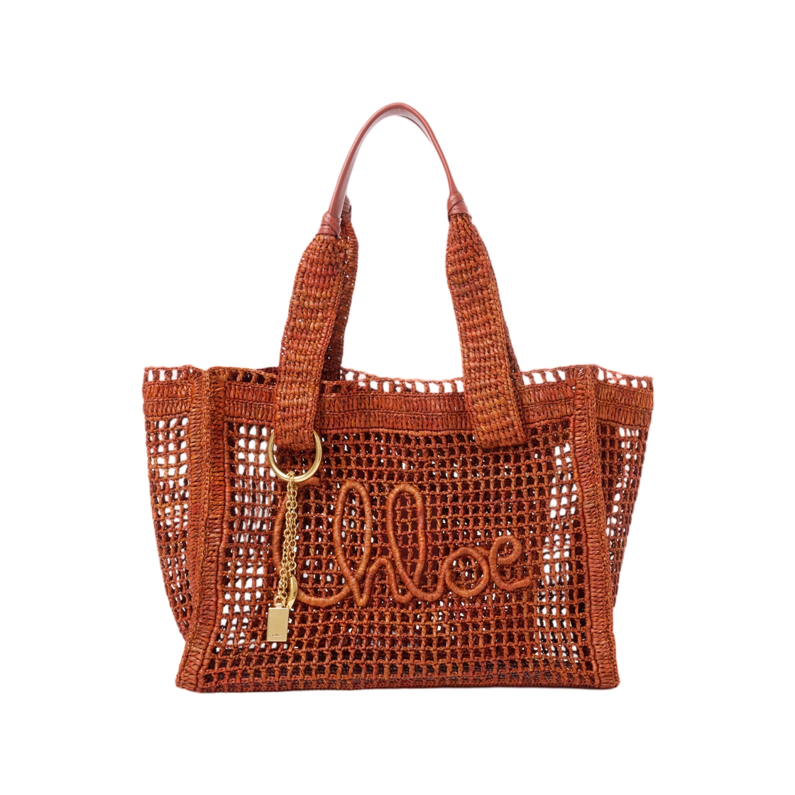 끌로에 썸머 바나나 이스트 웨스트 토트백 라피아 클레이 브라운(Chloe Summer Banana East West Tote Bag in Raffia Clay Brown)