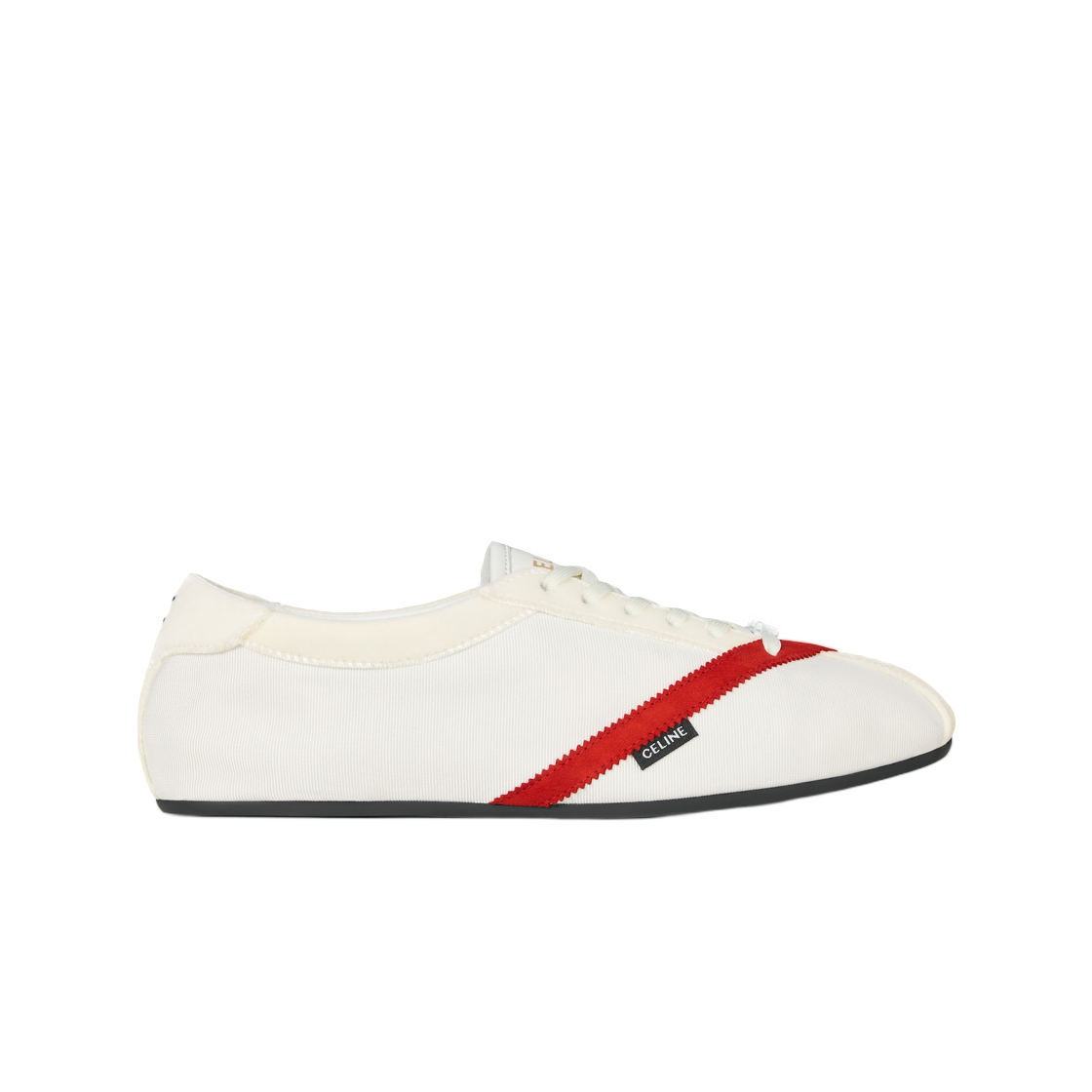 셀린느 플랫 스니커즈 그로 그레인 벨벳 스웨이드 고트스킨 앤 램스킨 화이트 레드(Celine The Flat Sneaker in Gros Grain Velvet Suede Goatskin and Lambskin White Red) - 1