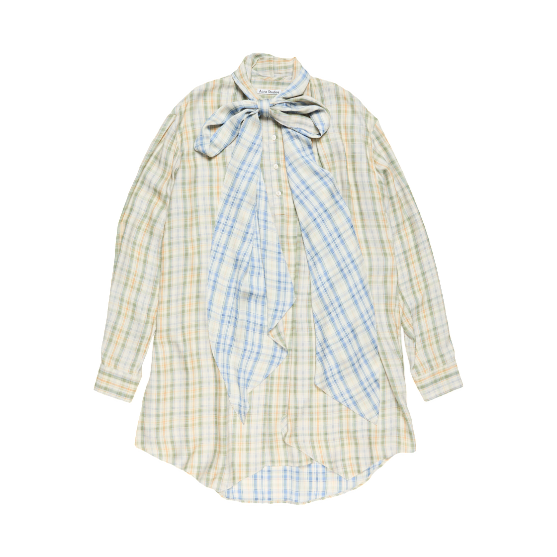 A20931-ALG (W) Acne Studios Check Tunic Dress Green Blue